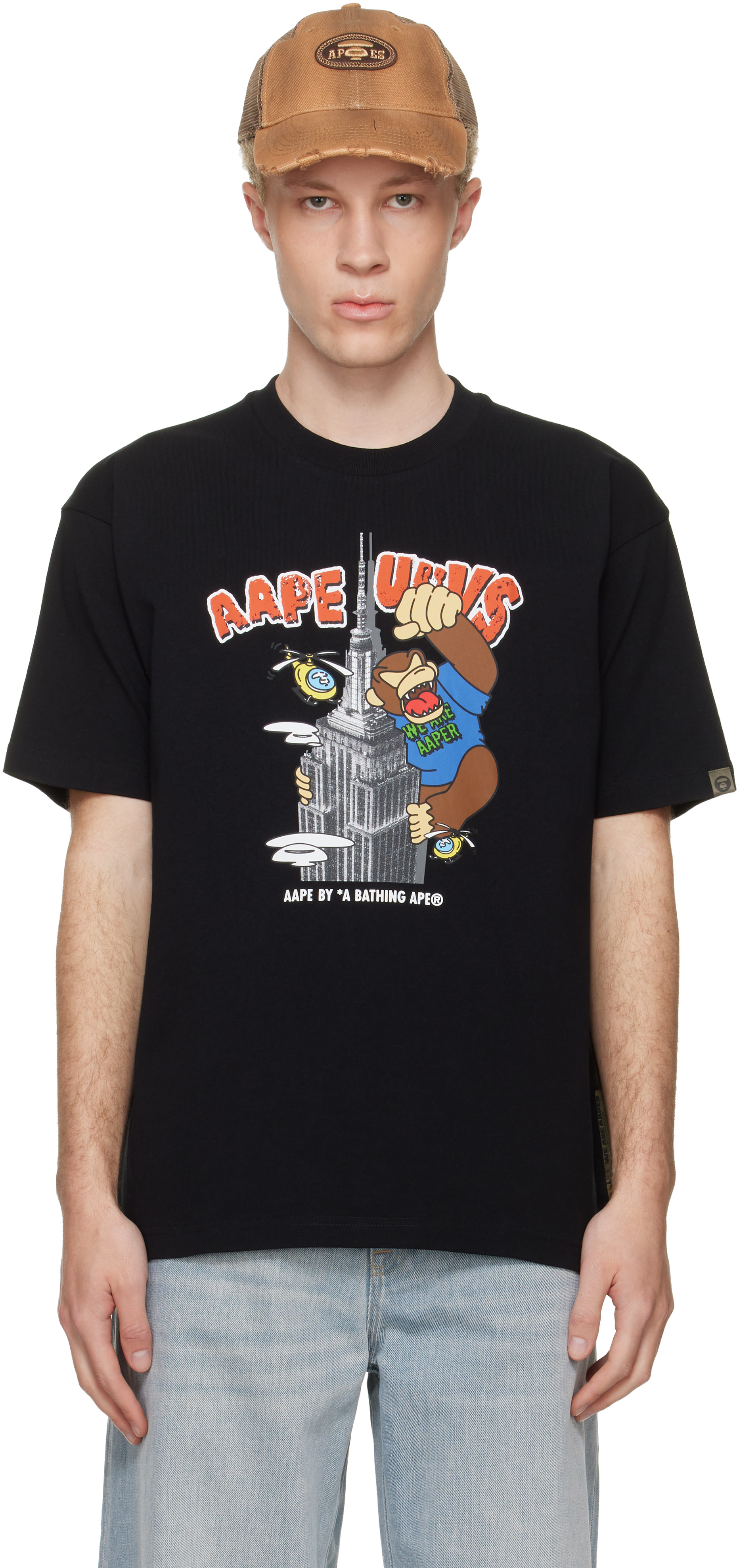 AAPE by A Bathing Ape - 블랙 에이퍼 그래픽 티셔츠