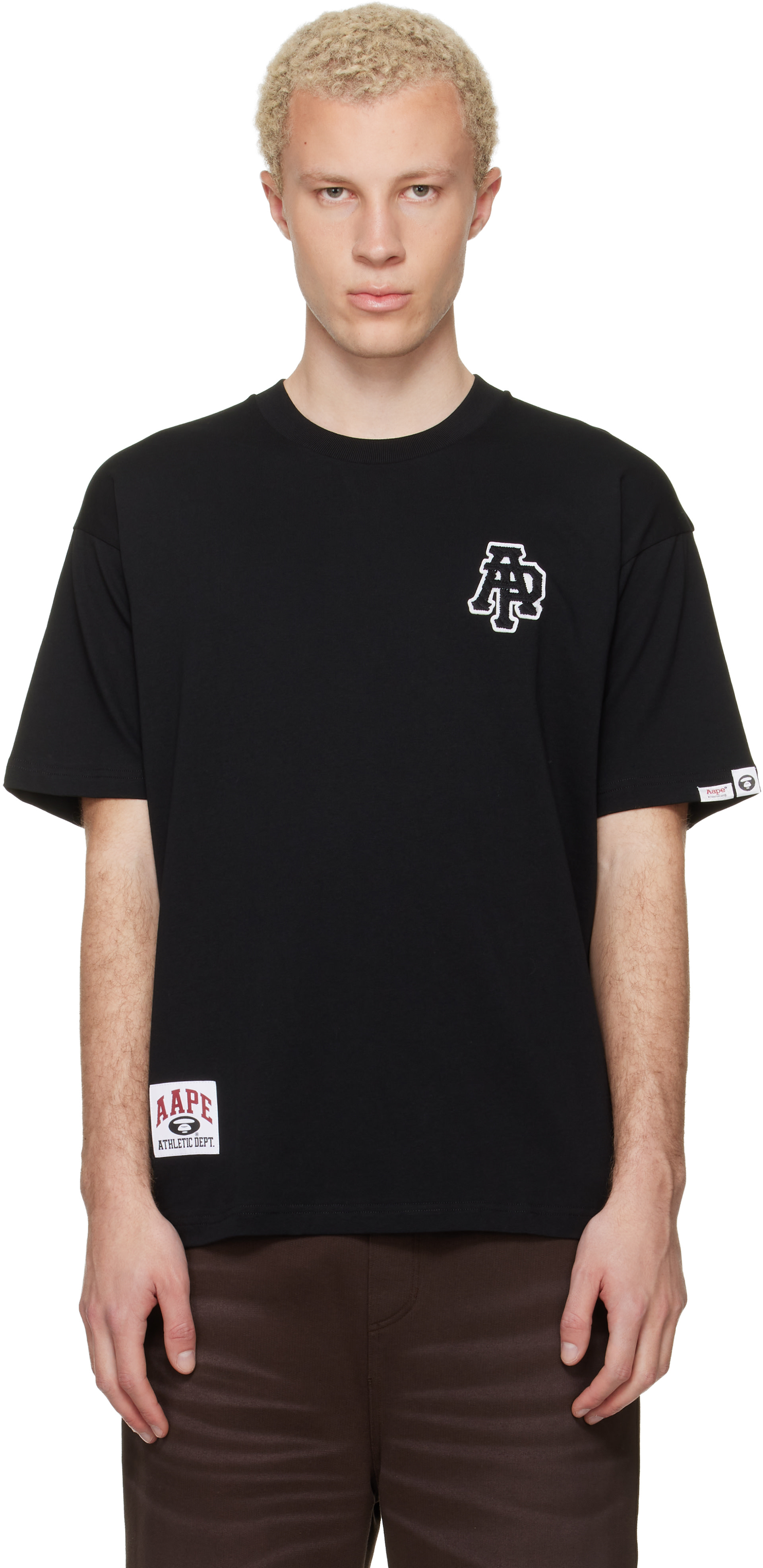 AAPE by A Bathing Ape - 블랙 로고 패치 티셔츠