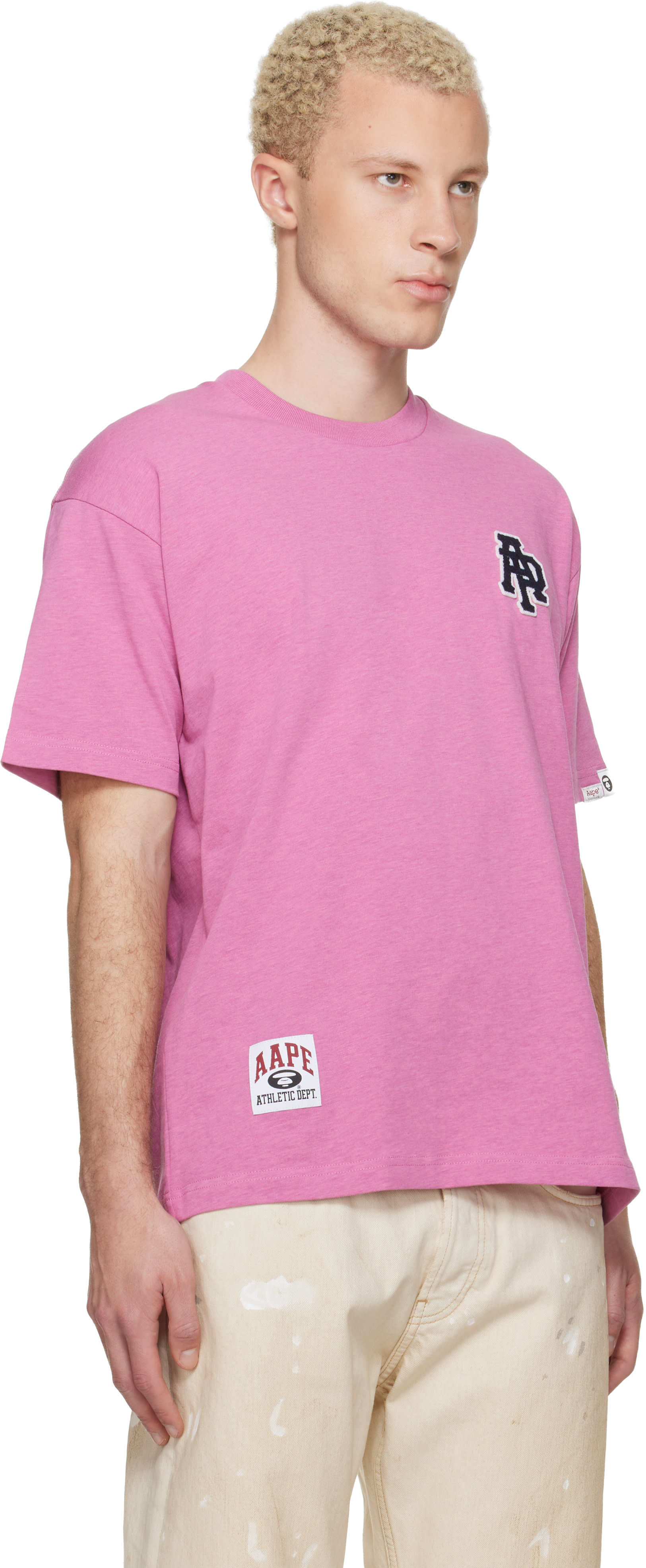 AAPE by A Bathing Ape - 핑크 로고 패치 티셔츠