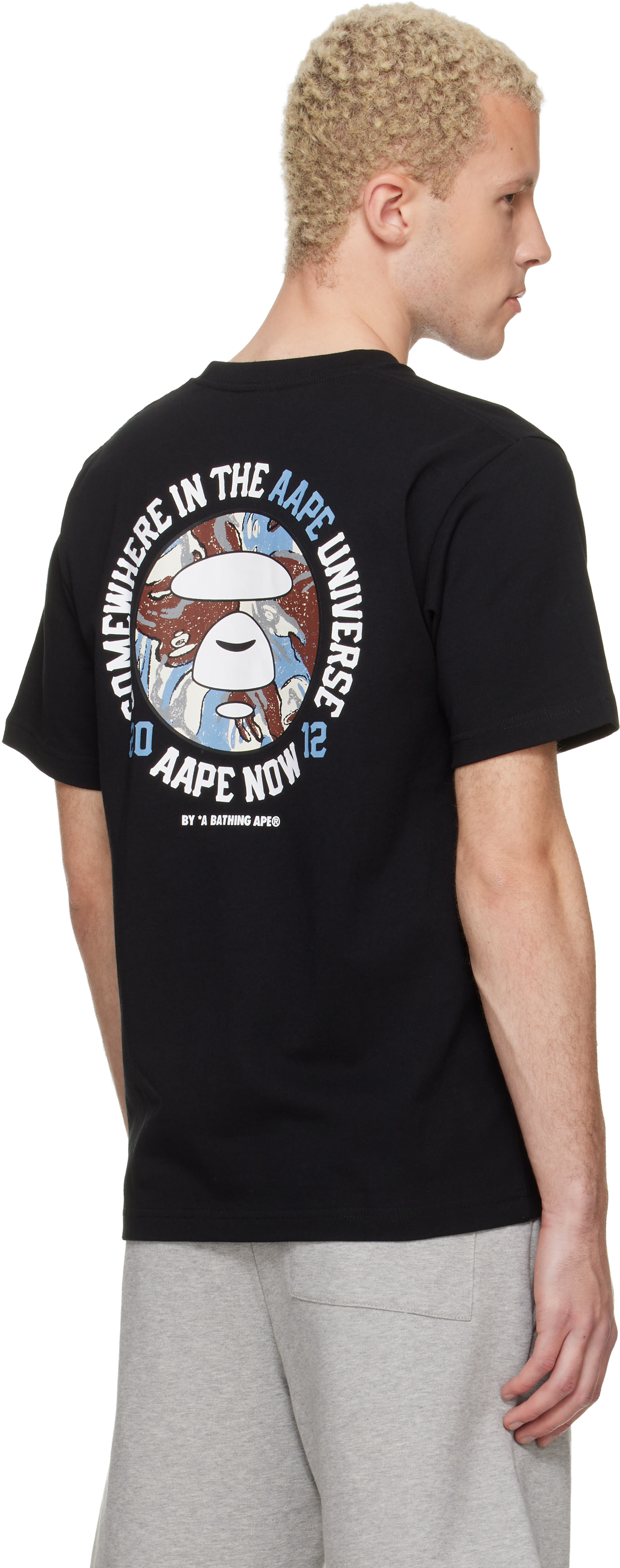 AAPE by A Bathing Ape: Black Logo T-shirt | SSENSE