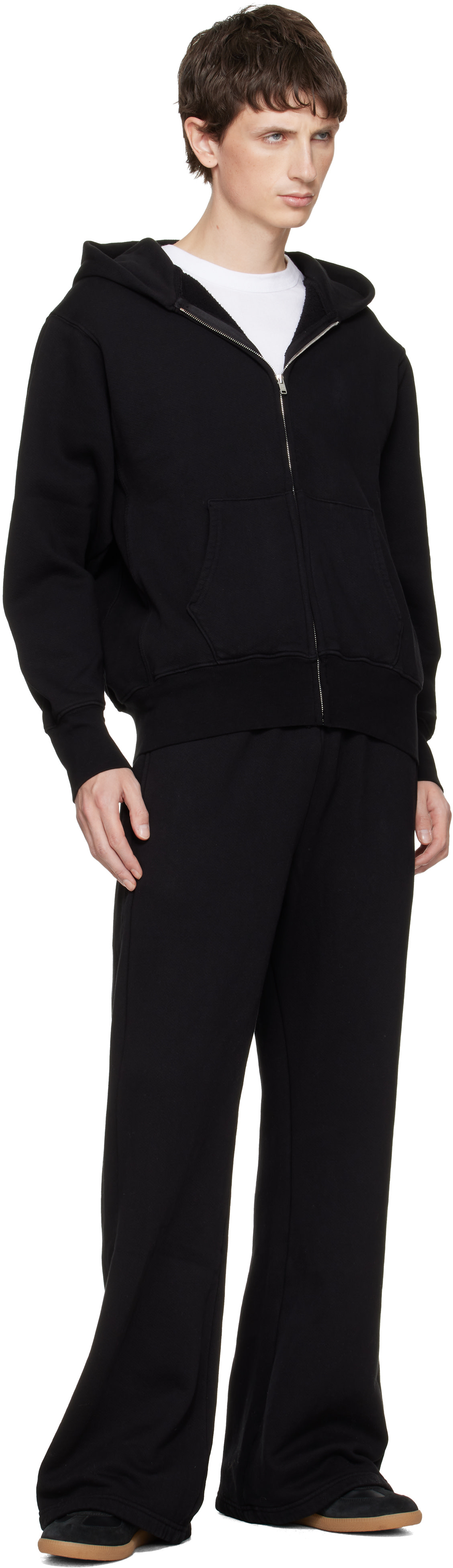Les Tien: Black Heavyweight Zip Hoodie | SSENSE