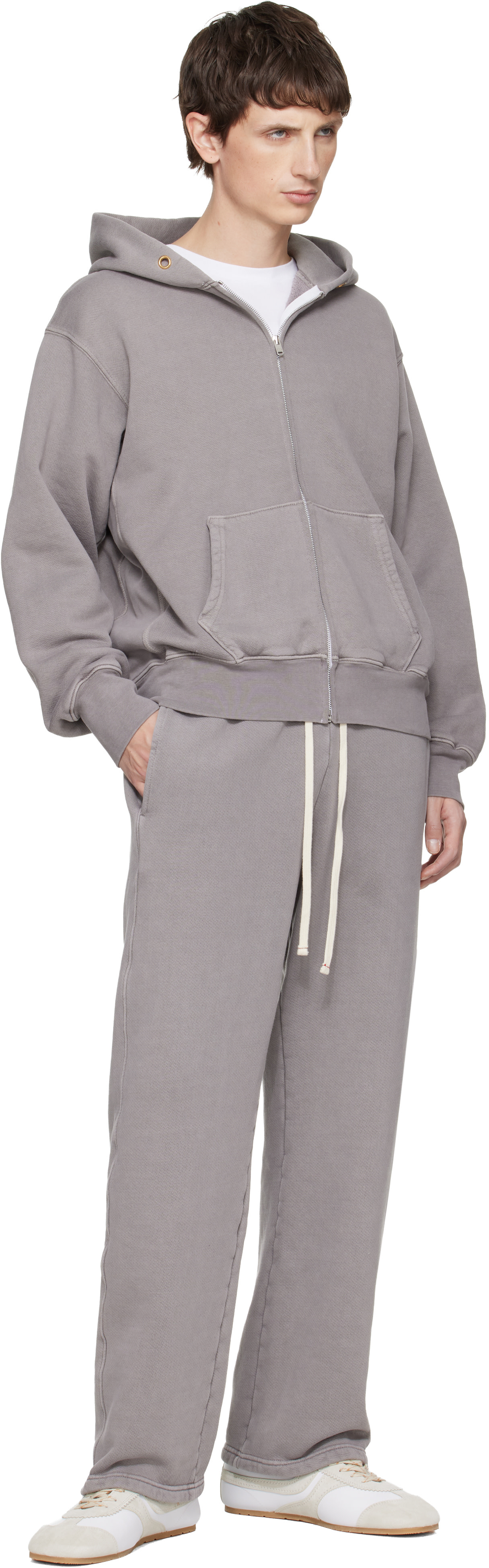 Les Tien - Pull à capuche épais gris à glissière