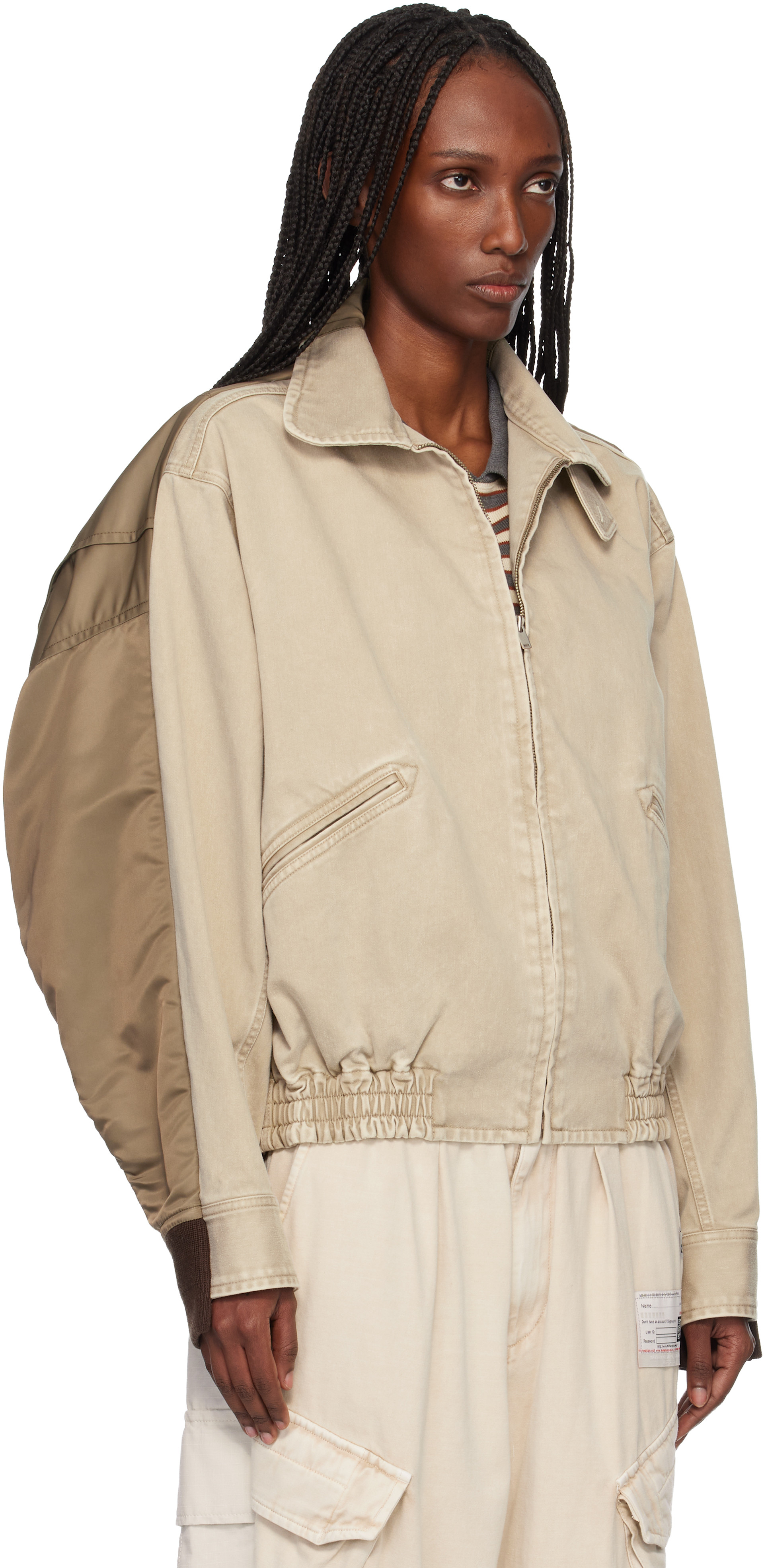 ohotoro hagrid jacket ベージュ Maison MIHARA YASUHIRO: Beige & Khaki Front Back Combined Zip-Up
