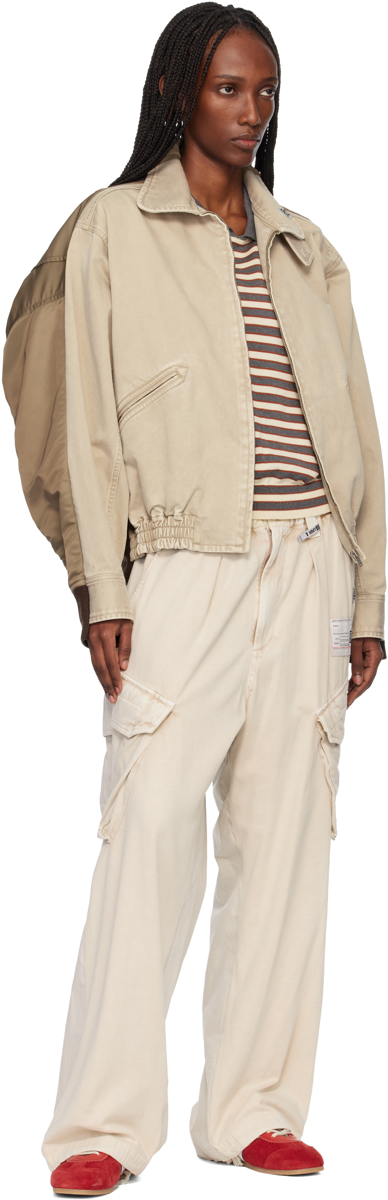 Maison MIHARA YASUHIRO: Beige & Khaki Front Back Combined Zip-Up