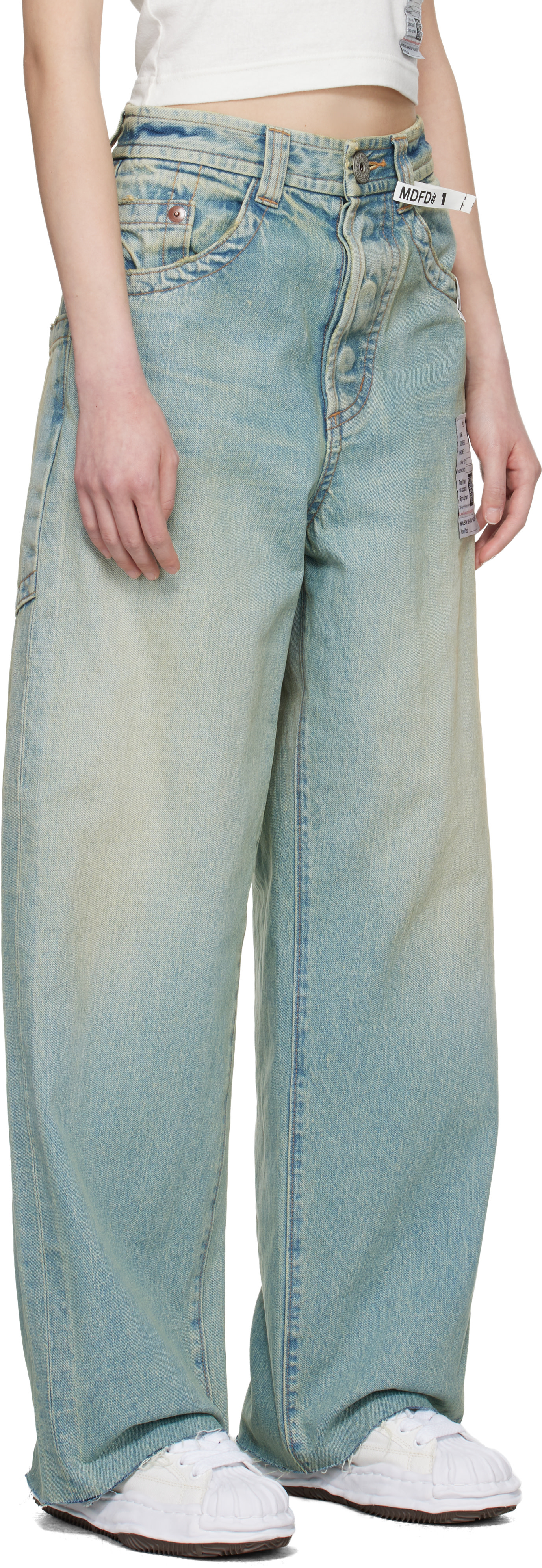Maison MIHARA YASUHIRO: Blue Amateur Sewn Like Wide Jeans | SSENSE