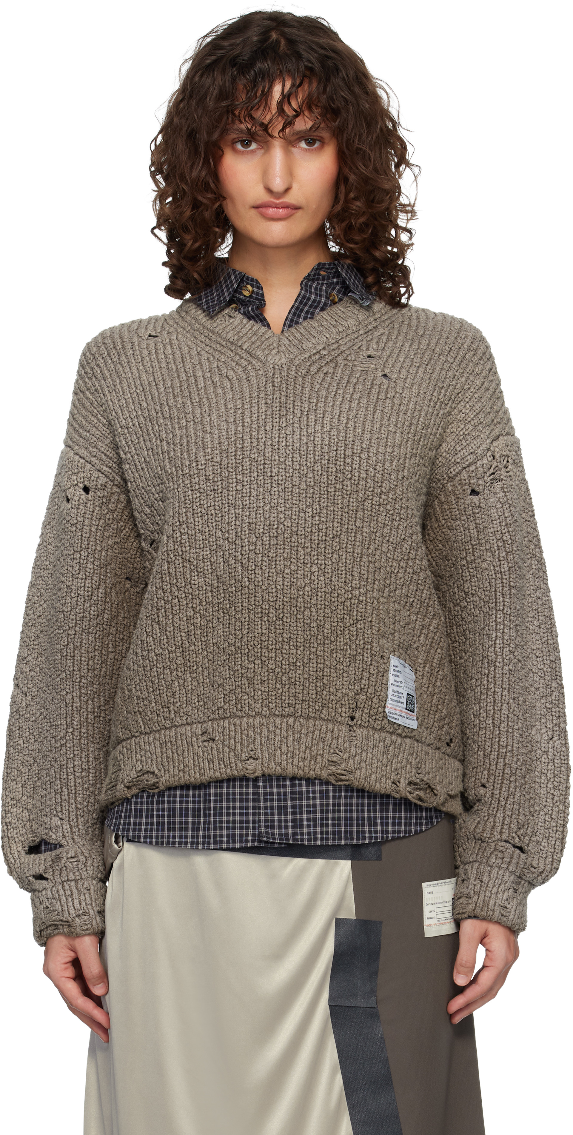 Maison MIHARA YASUHIRO: Brown Sun Faded Like Knit Sweater | SSENSE
