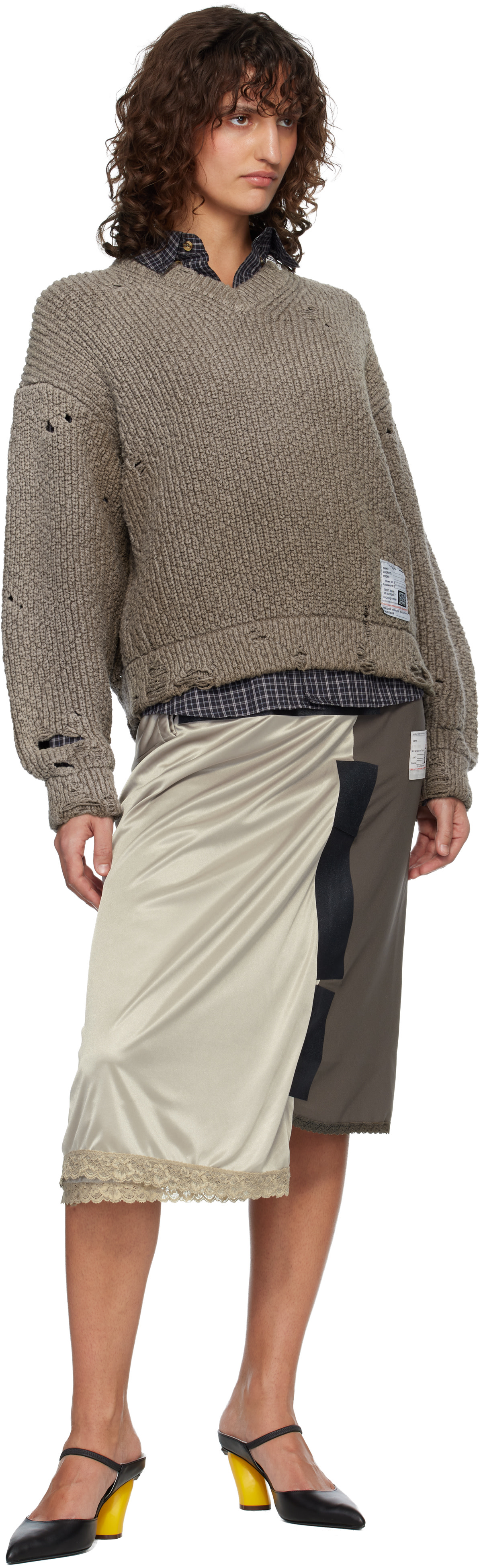 Maison MIHARA YASUHIRO: Brown Sun Faded Like Knit Sweater | SSENSE