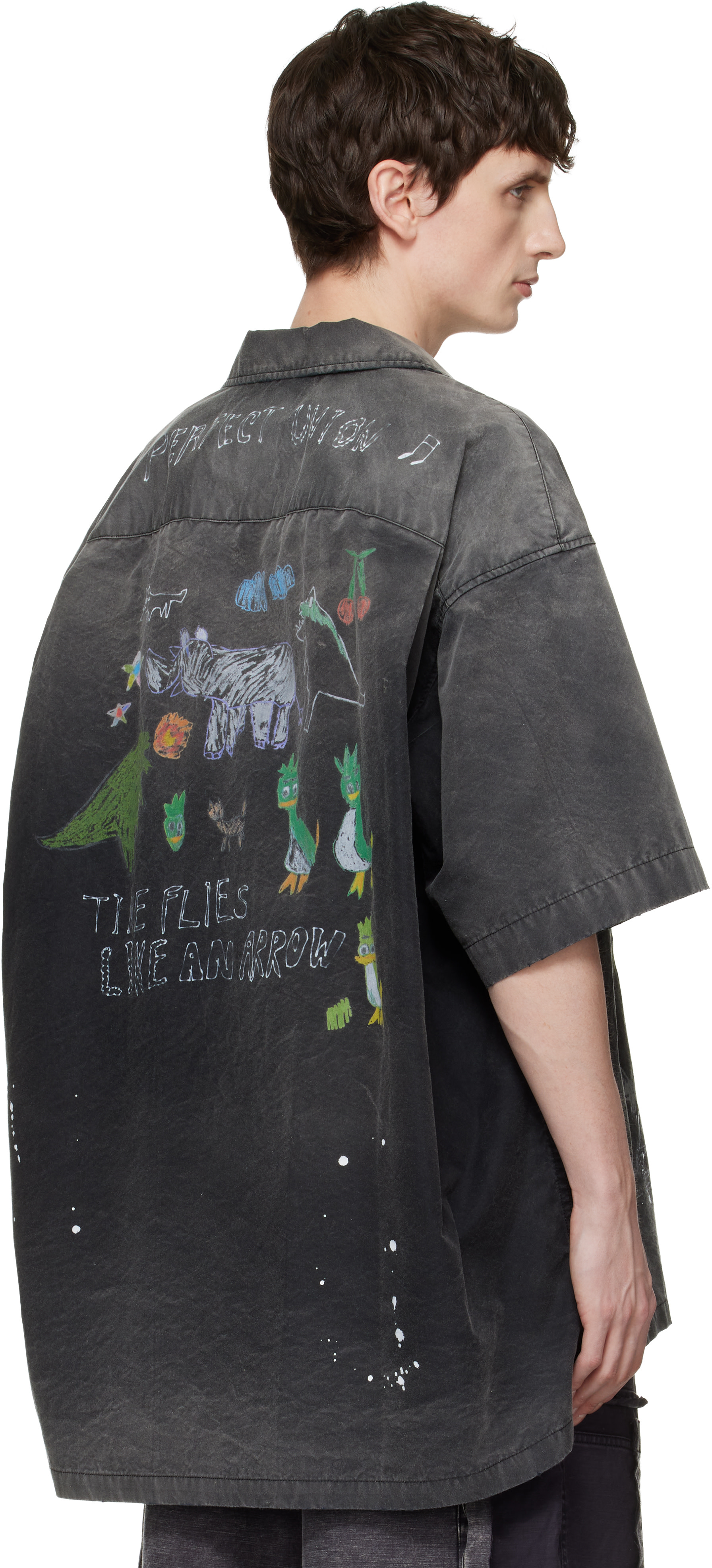 Maison MIHARA YASUHIRO: ブラック Hand Drawing プリントシャツ