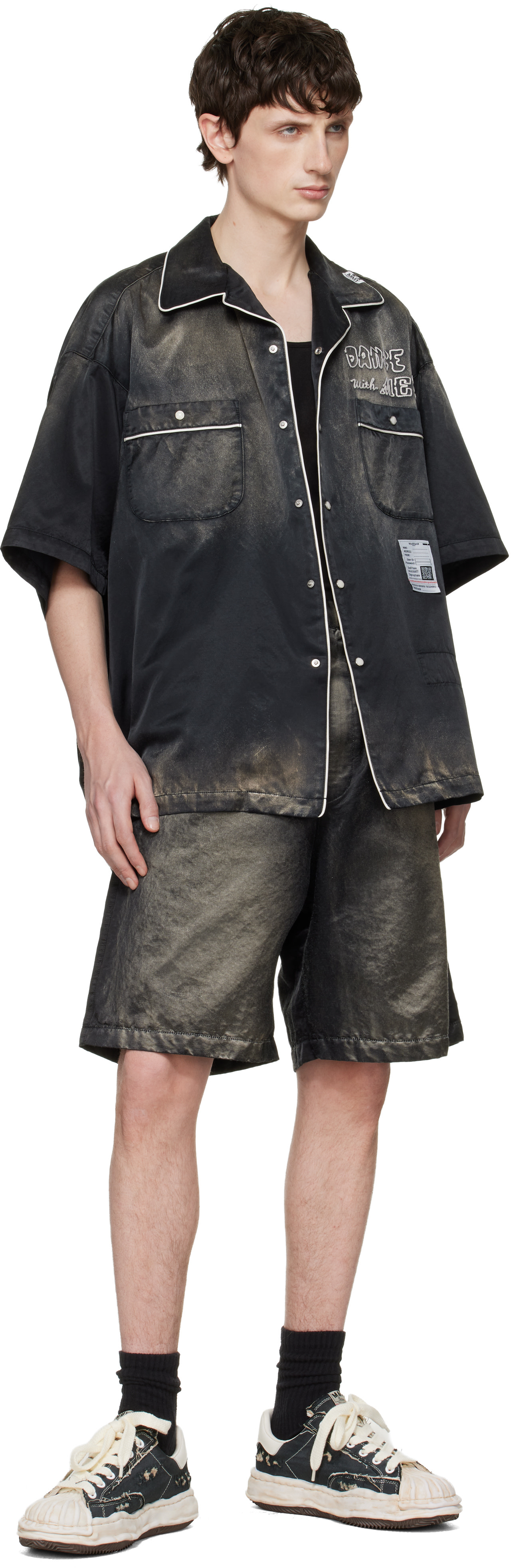 ミハラヤスヒロCotton Satin Shorts BLACK38 Maison MIHARA YASUHIRO