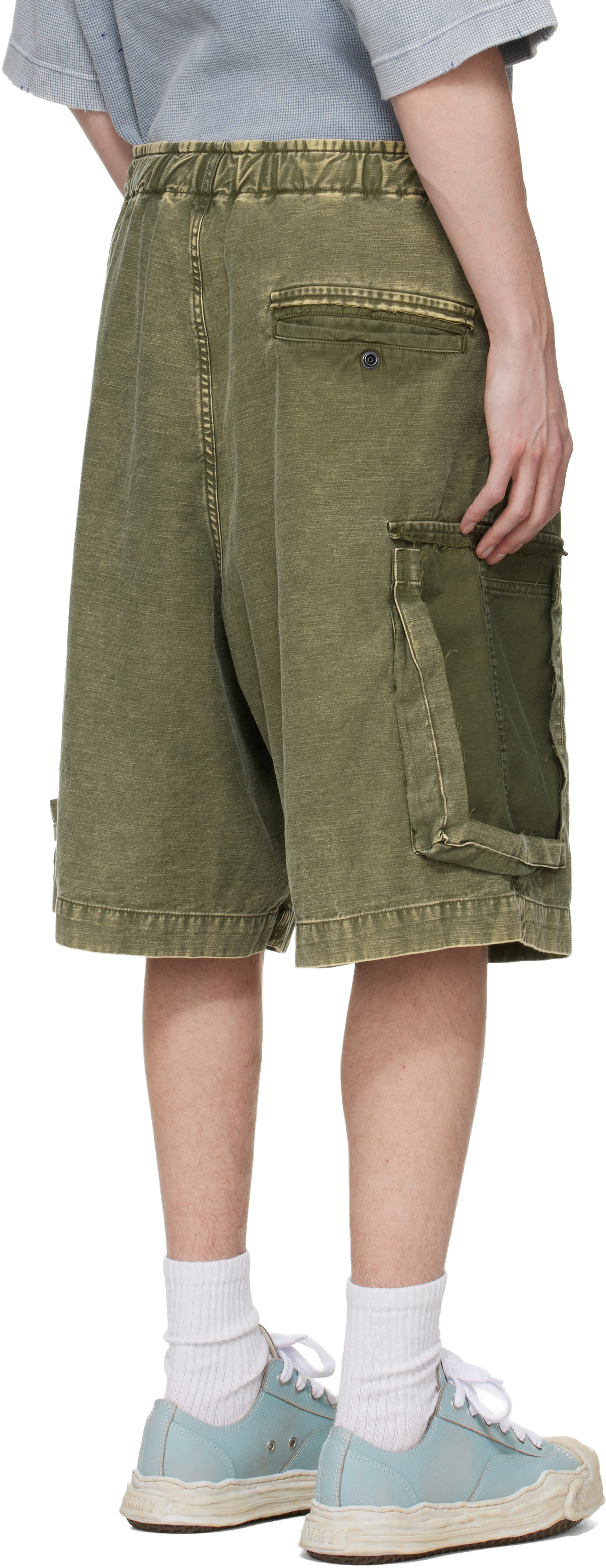 Maison MIHARA YASUHIRO: カーキ コットンサテン カーゴショートパンツ