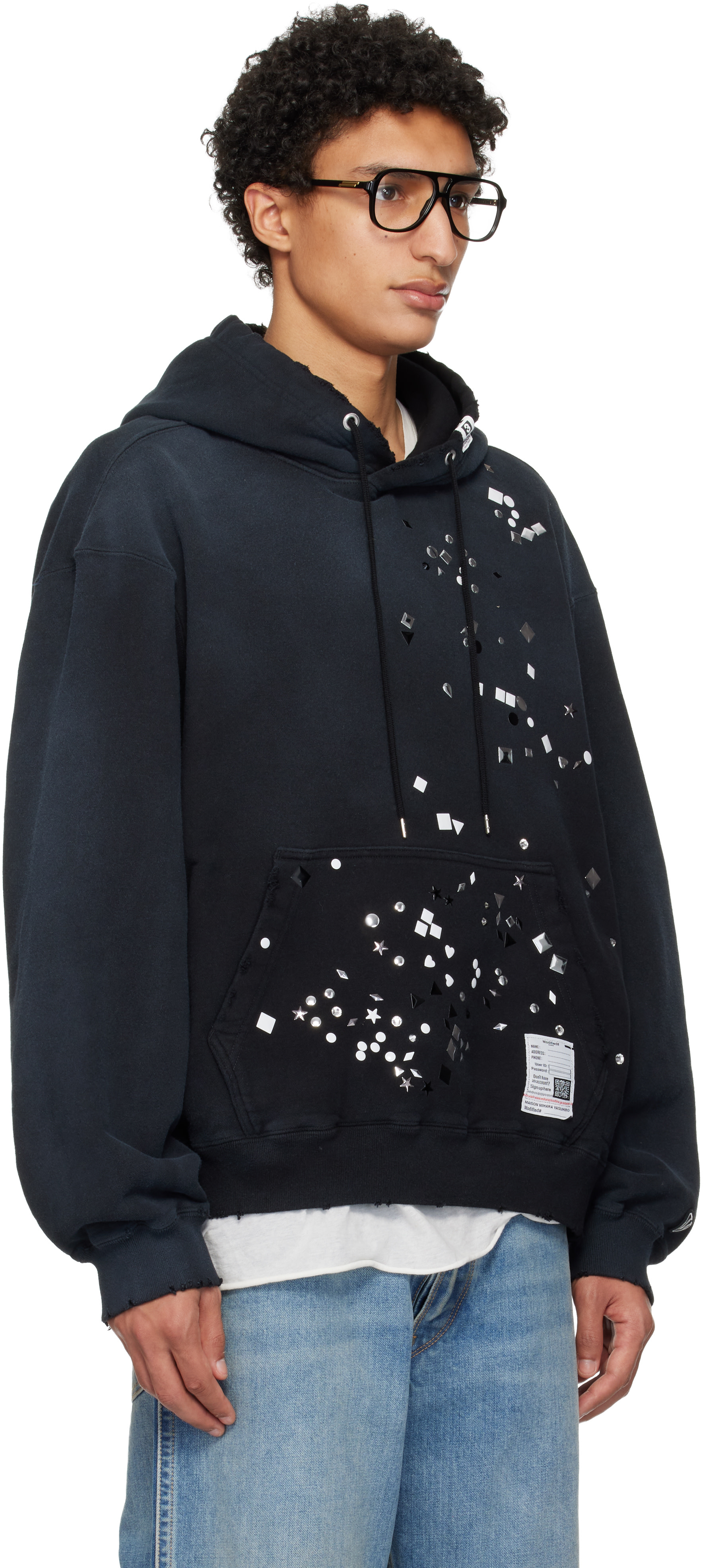 Maison MIHARA YASUHIRO - Pull à capuche noir à ornements