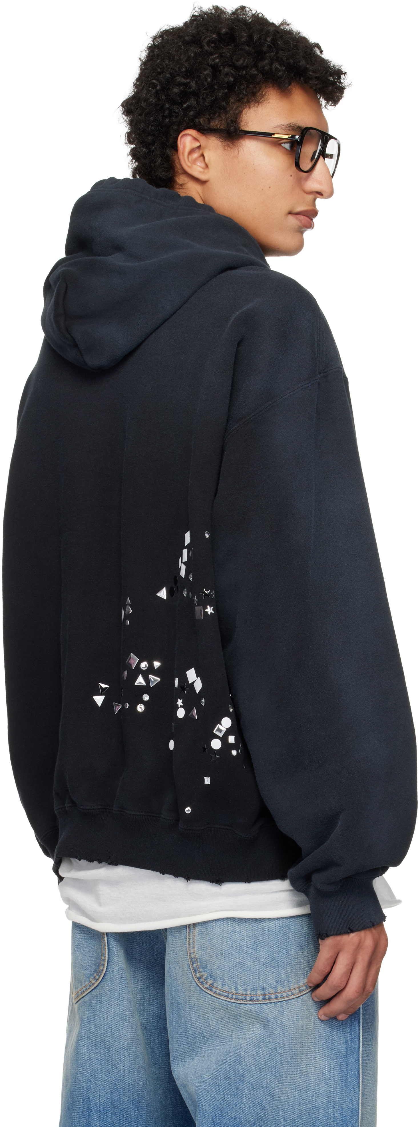 Maison MIHARA YASUHIRO - Pull à capuche noir à ornements