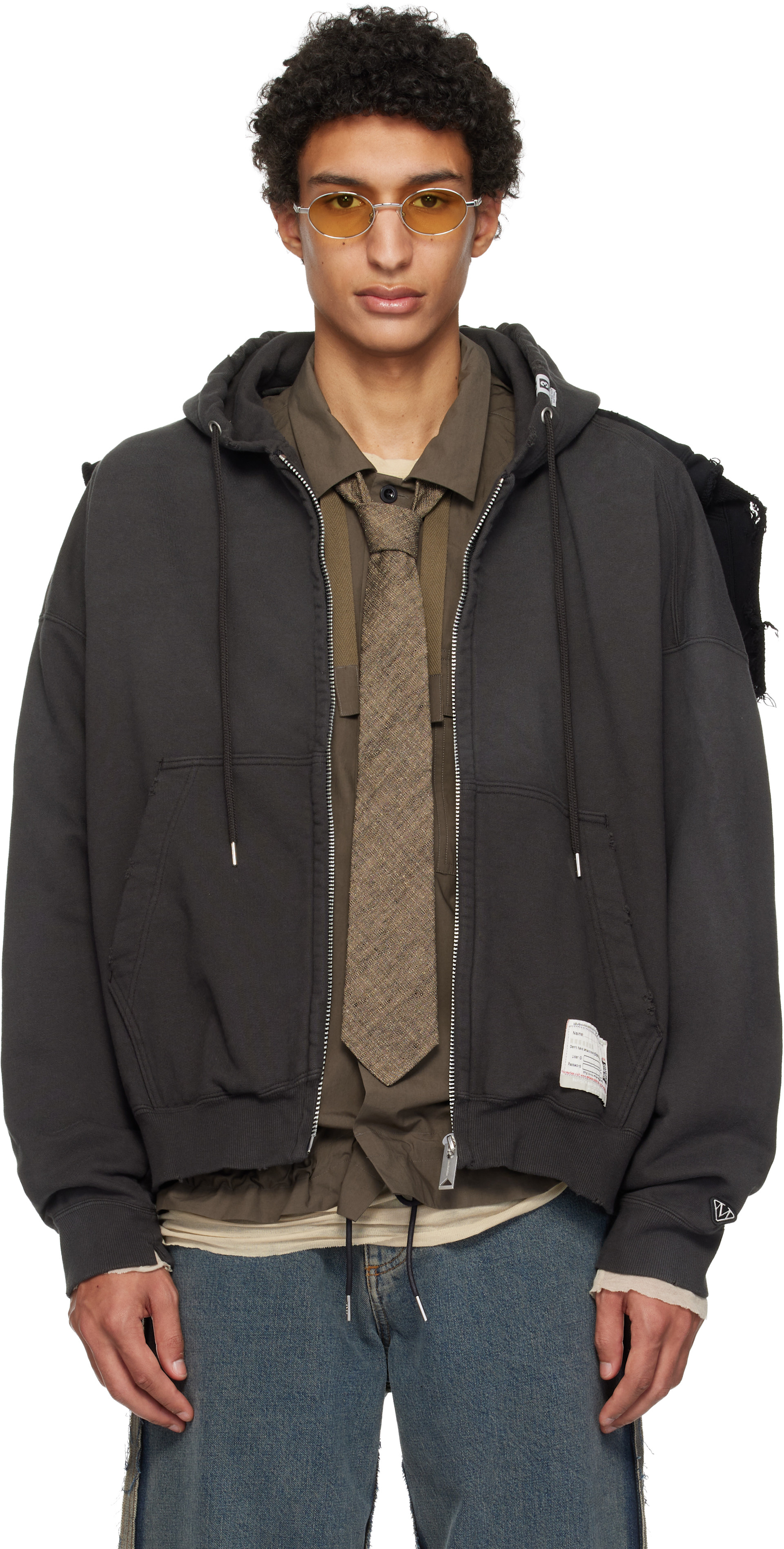 Maison MIHARA YASUHIRO - Pull à capuche noir à panneaux