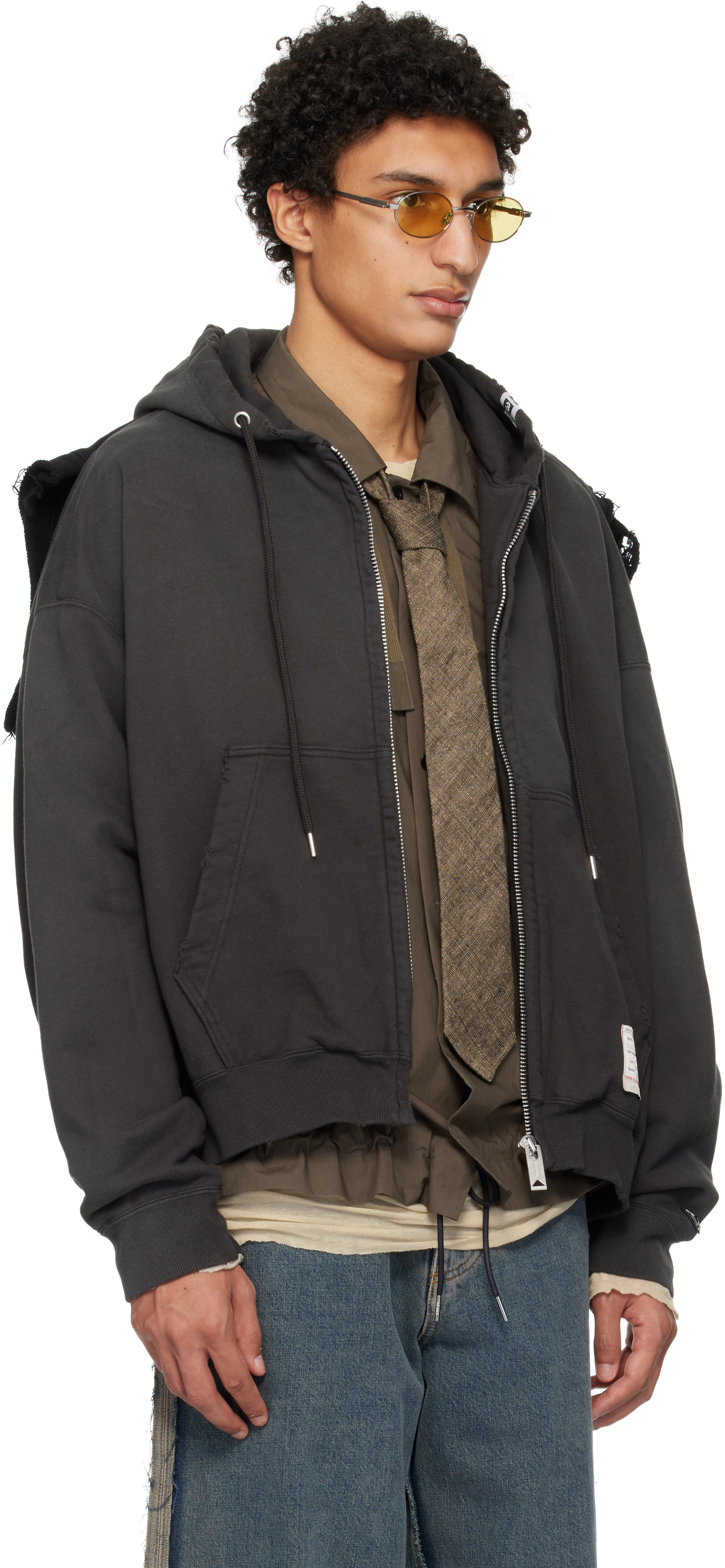 Maison MIHARA YASUHIRO - Pull à capuche noir à panneaux