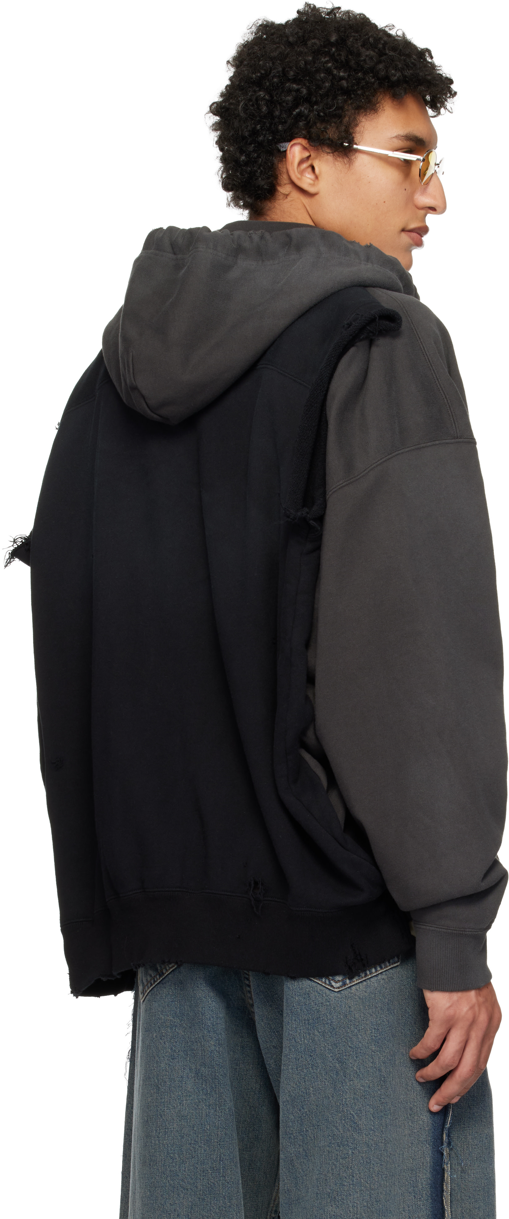 Maison MIHARA YASUHIRO - Pull à capuche noir à panneaux
