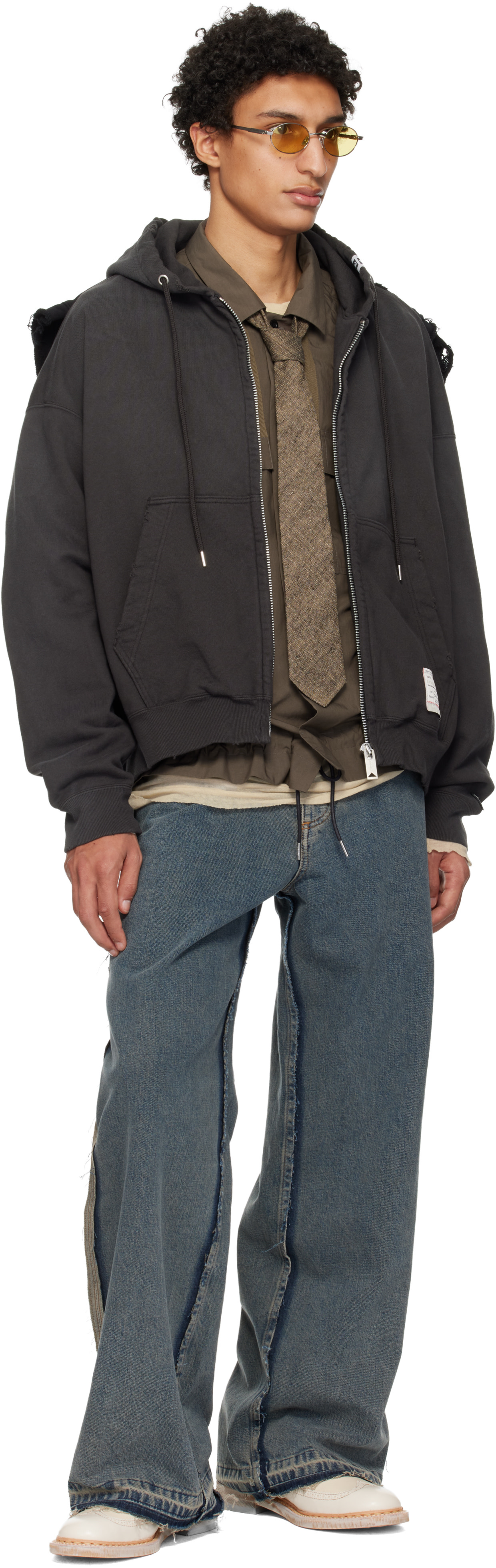 Maison MIHARA YASUHIRO - Pull à capuche noir à panneaux