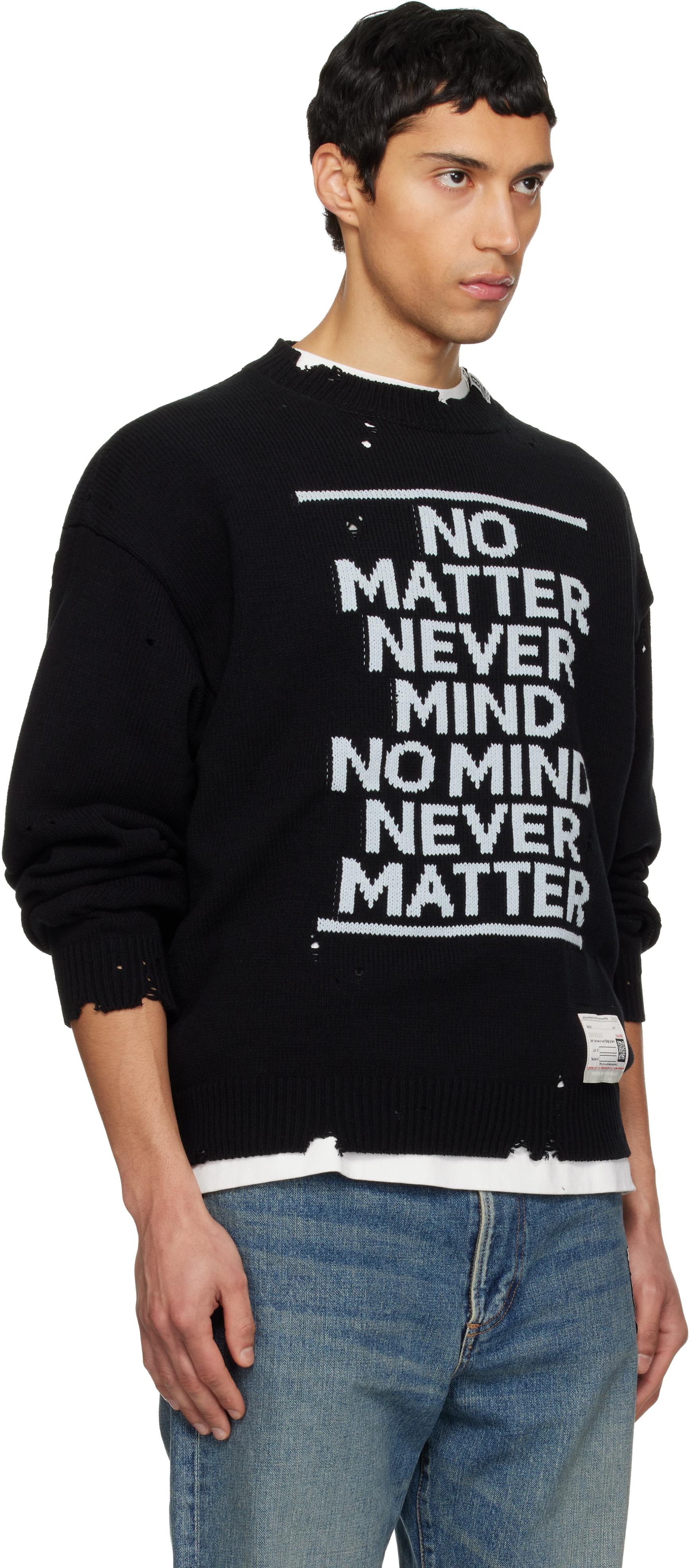 Maison MIHARA YASUHIRO - Pull noir en tricot jacquard