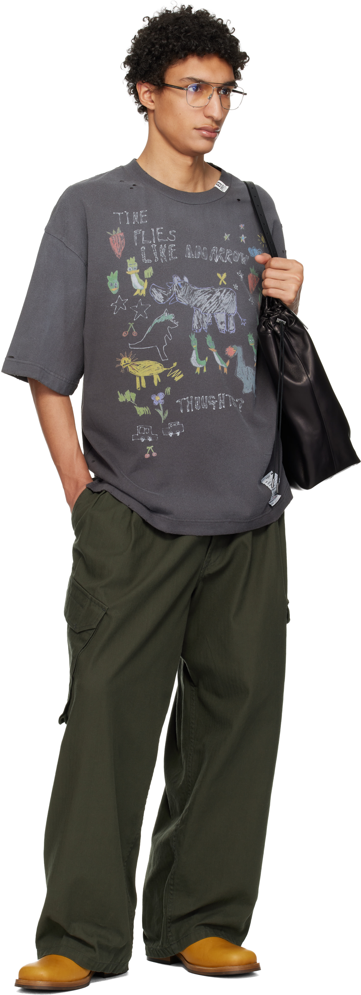 Maison MIHARA YASUHIRO: Gray Kids Doodle Printed T-shirt | SSENSE
