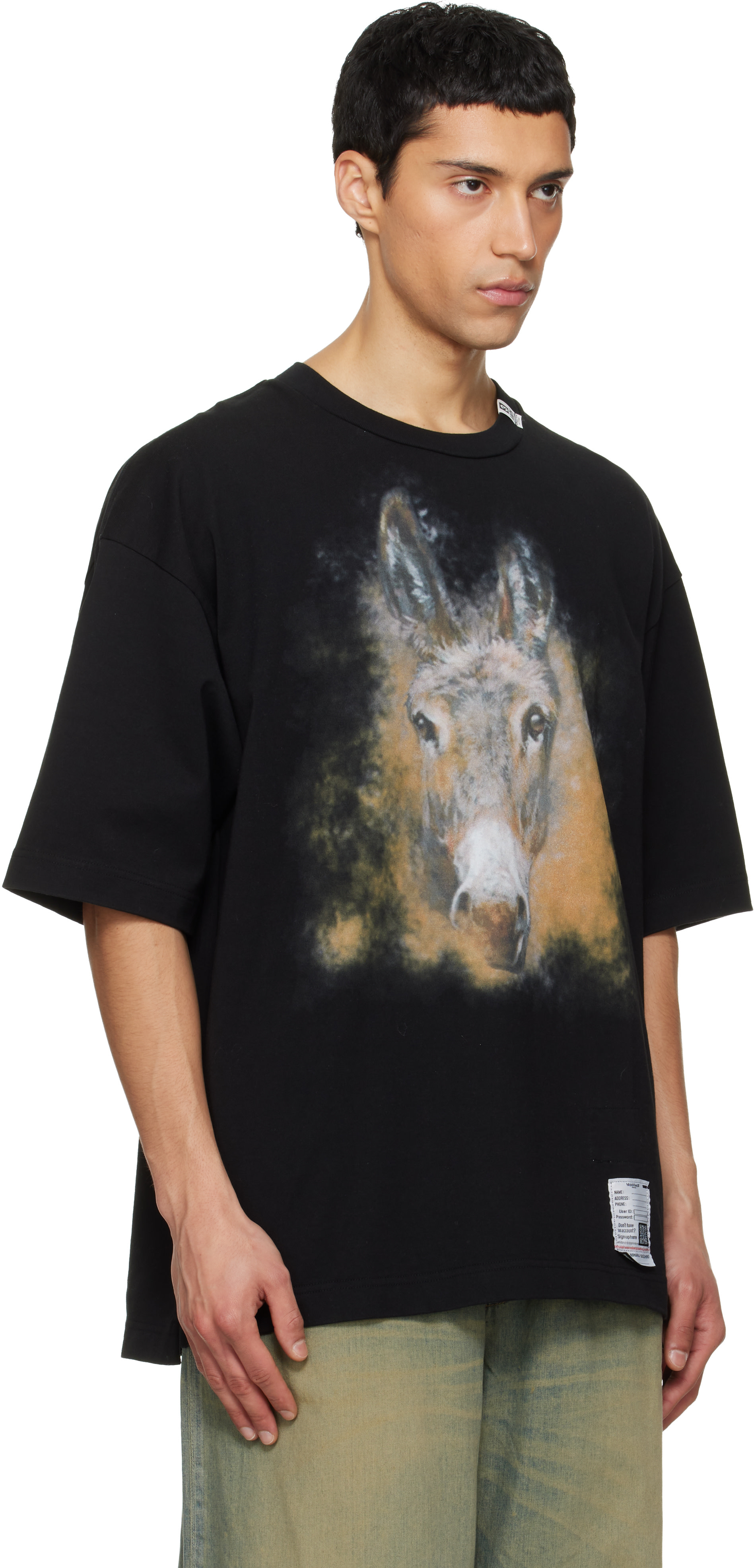 Maison MIHARA YASUHIRO: ブラック Horse プリントTシャツ | SSENSE 日本