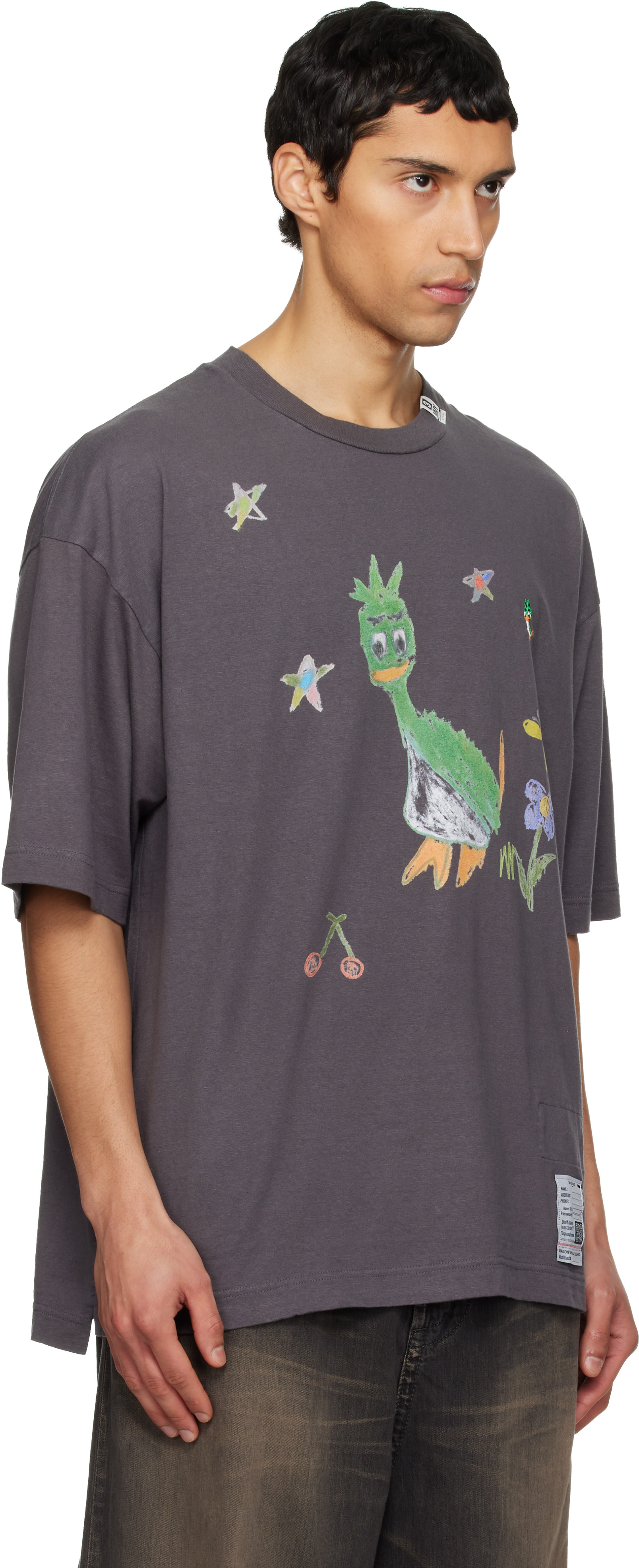 Maison MIHARA YASUHIRO: Black Leon Kids Doodle T-shirt | SSENSE