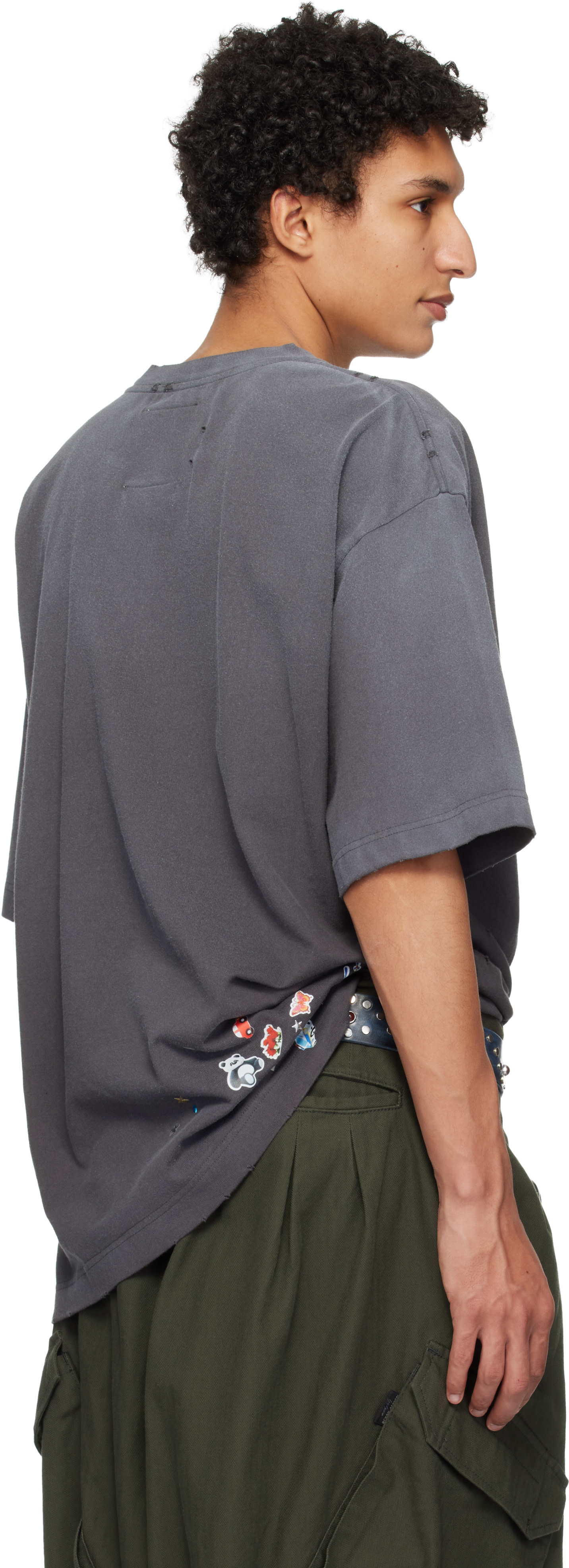 Maison MIHARA YASUHIRO: Gray Kids Sticker Printed T-shirt | SSENSE