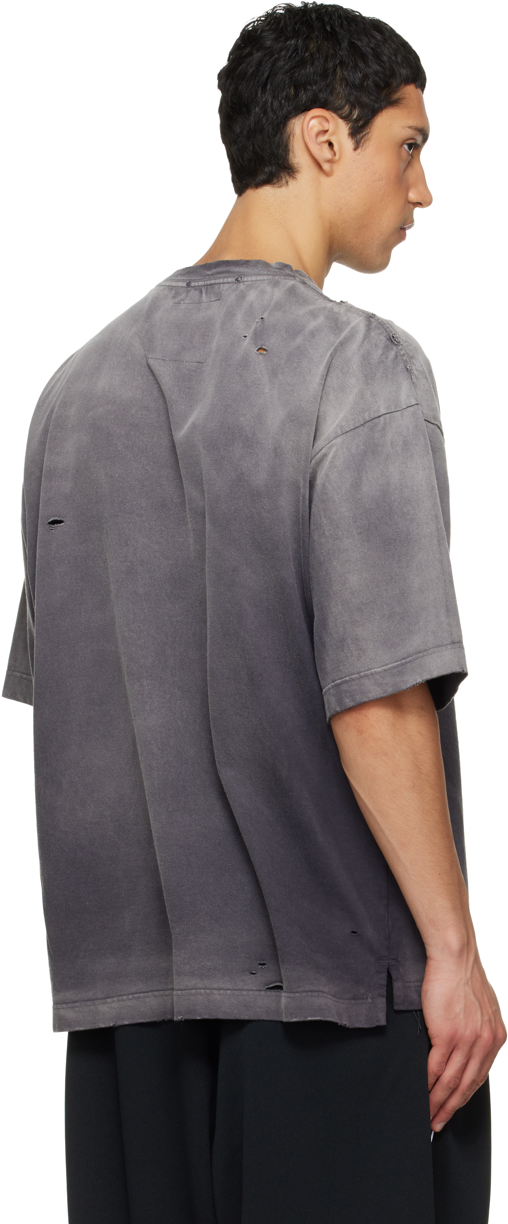 トップス MIHARA YASUHIRO SUN FADED V NECK TEE Maison MIHARA YASUHIRO: Gray Sun Faded V Neck T-shirt | SSENSE