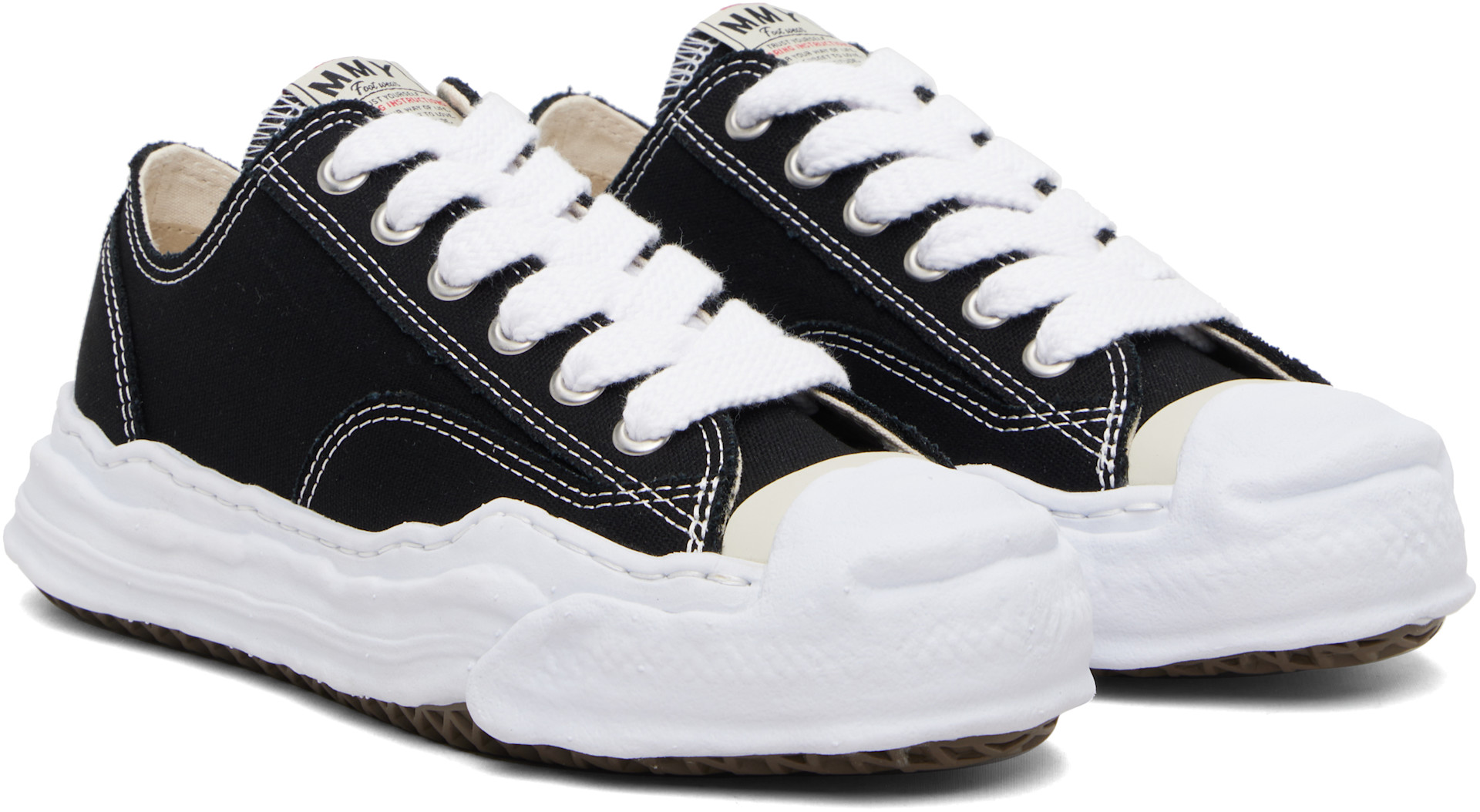 Maison MIHARA YASUHIRO: Black 'Hank' OG Sole Canvas Low-Top