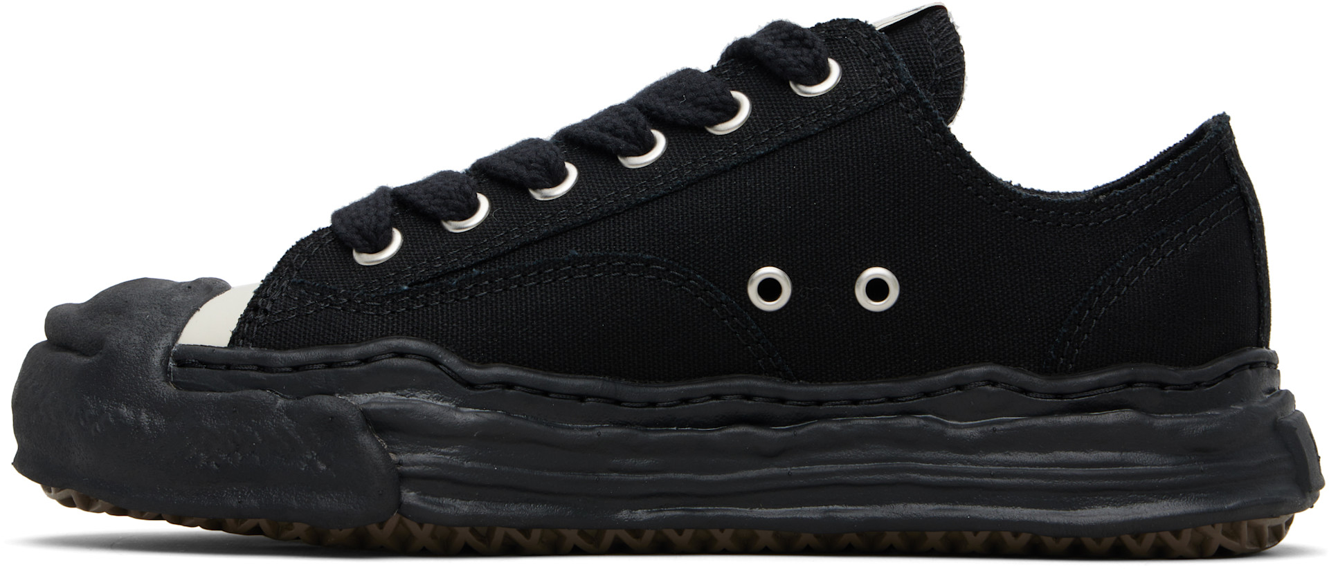 Maison MIHARA YASUHIRO: Black 'Hank' OG Sole Canvas Low-Top