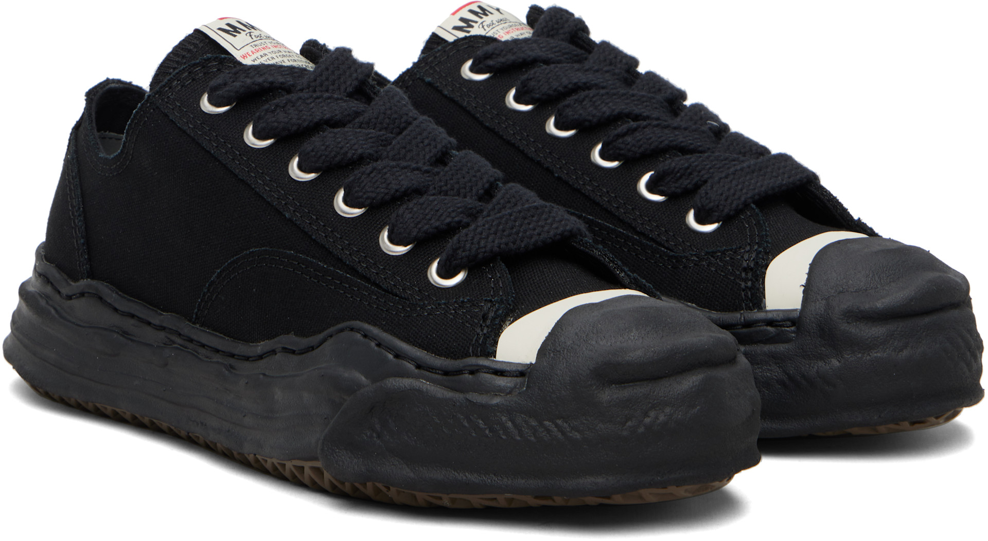 Maison MIHARA YASUHIRO: Black 'Hank' OG Sole Canvas Low-Top