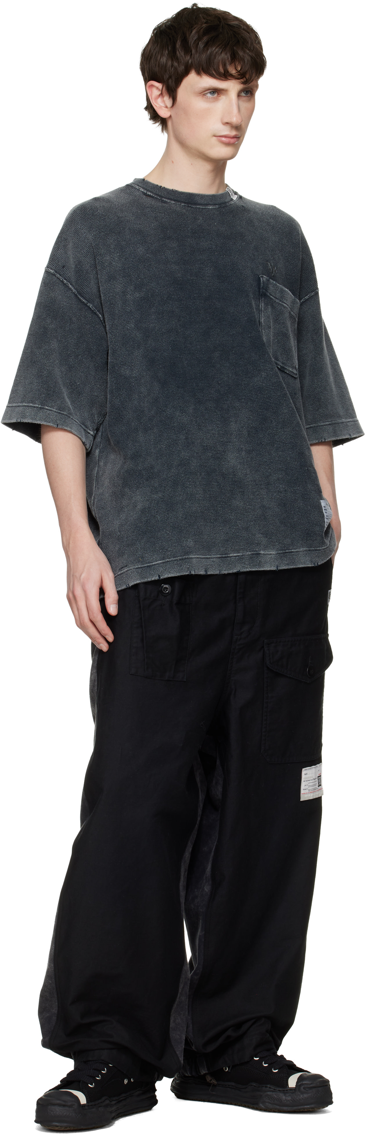 Maison MIHARA YASUHIRO: Black 'Hank' OG Sole Canvas Low-Top