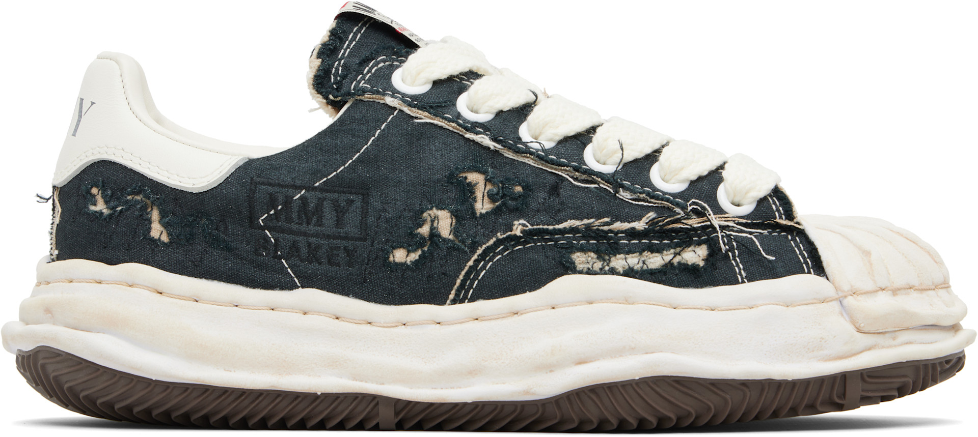 Maison MIHARA YASUHIRO: Black 'Blakey' OG Sole Ripped Overdye