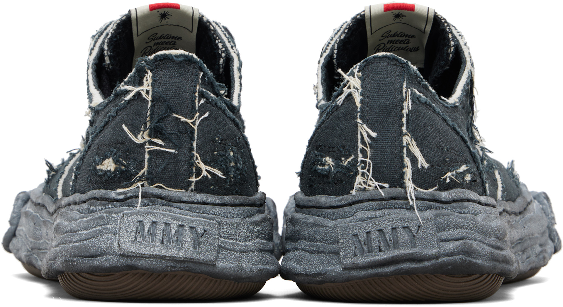 靴 MIHARA YASUHIRO Peterson23 size44 28cm Maison MIHARA YASUHIRO: Black 'Peterson23' OG Sole Ripped Overdye