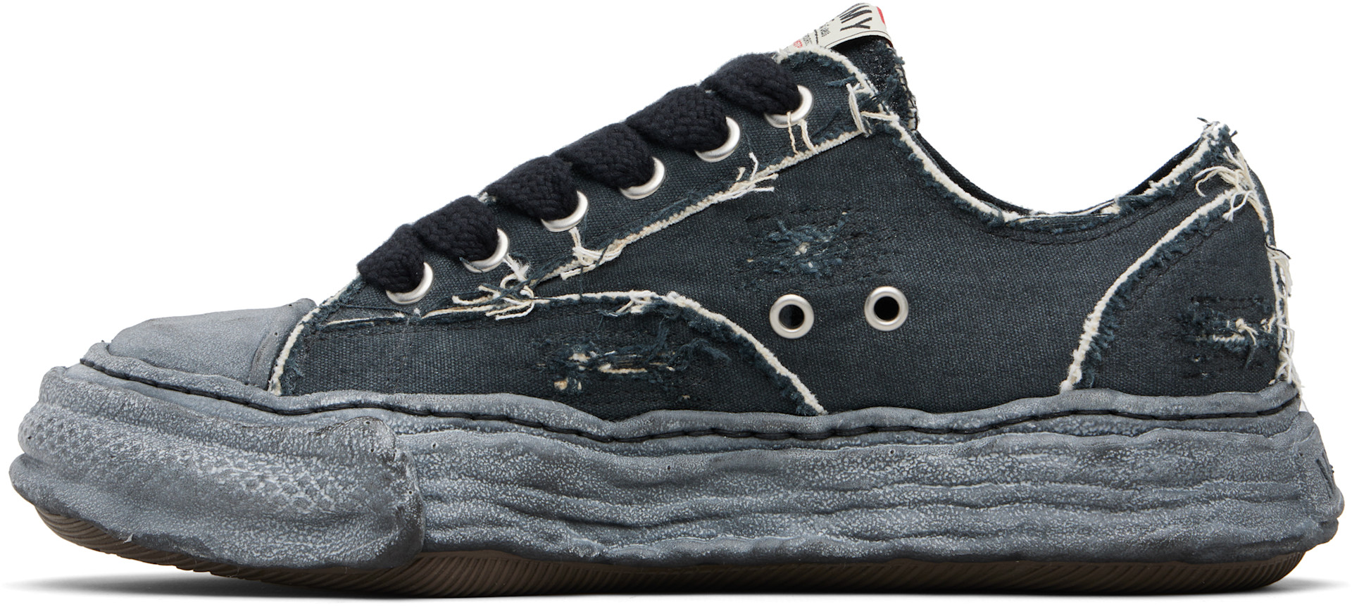 Maison MIHARA YASUHIRO: Black 'Peterson23' OG Sole Ripped Overdye
