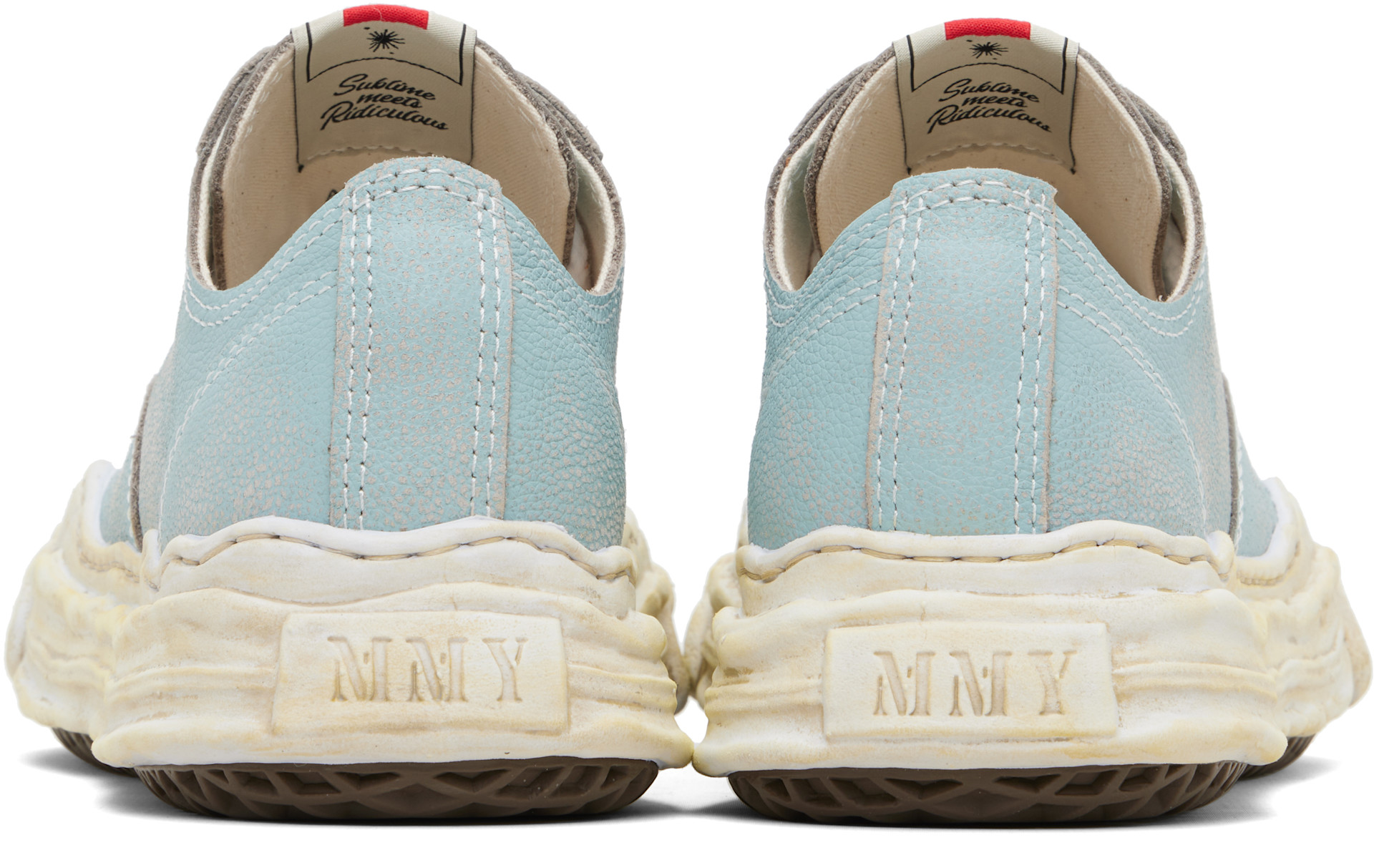 Maison MIHARA YASUHIRO: Blue 'Hank' OG Sole Shrink Leather Low-Top