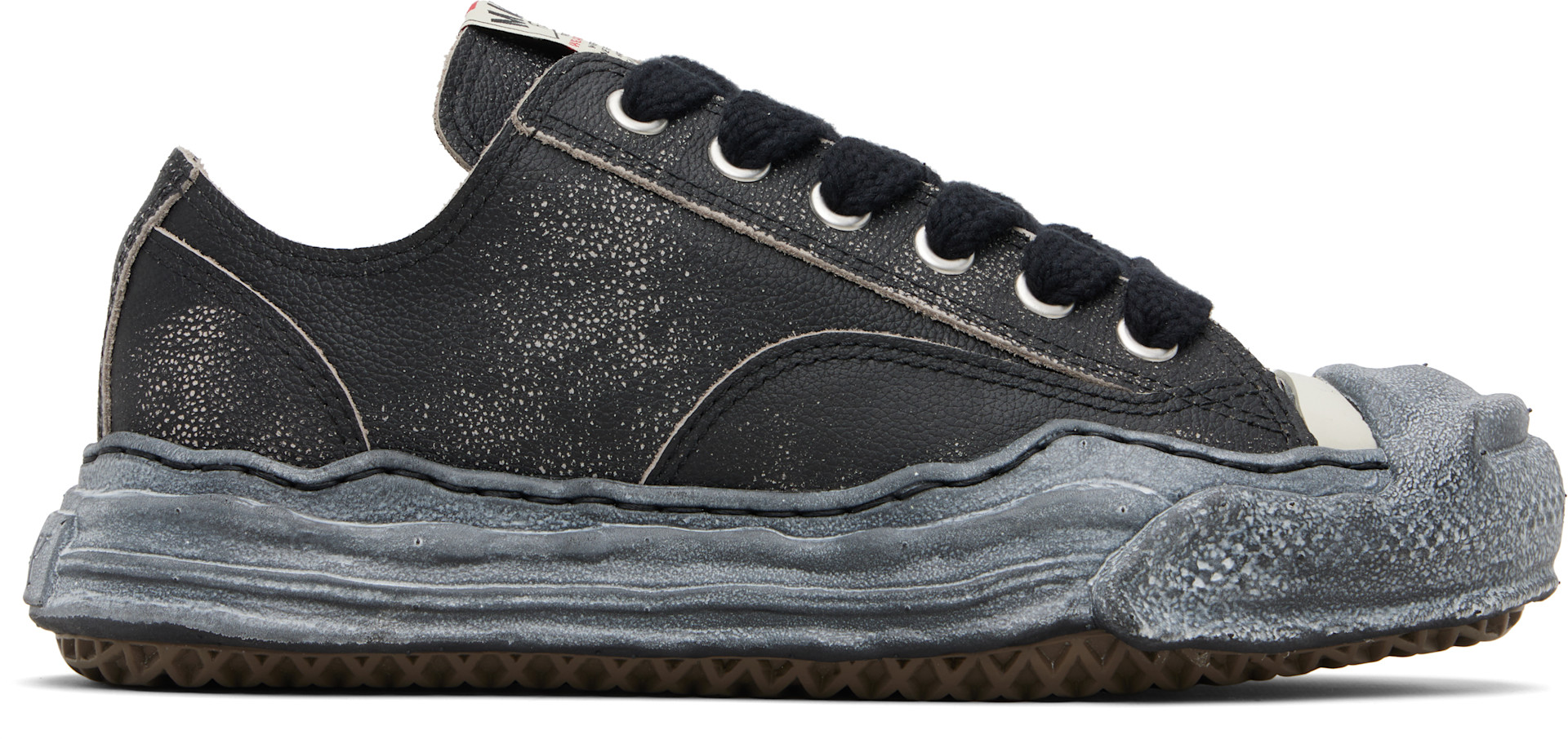 Maison MIHARA YASUHIRO: Black 'Hank' OG Sole Shrink Leather Low
