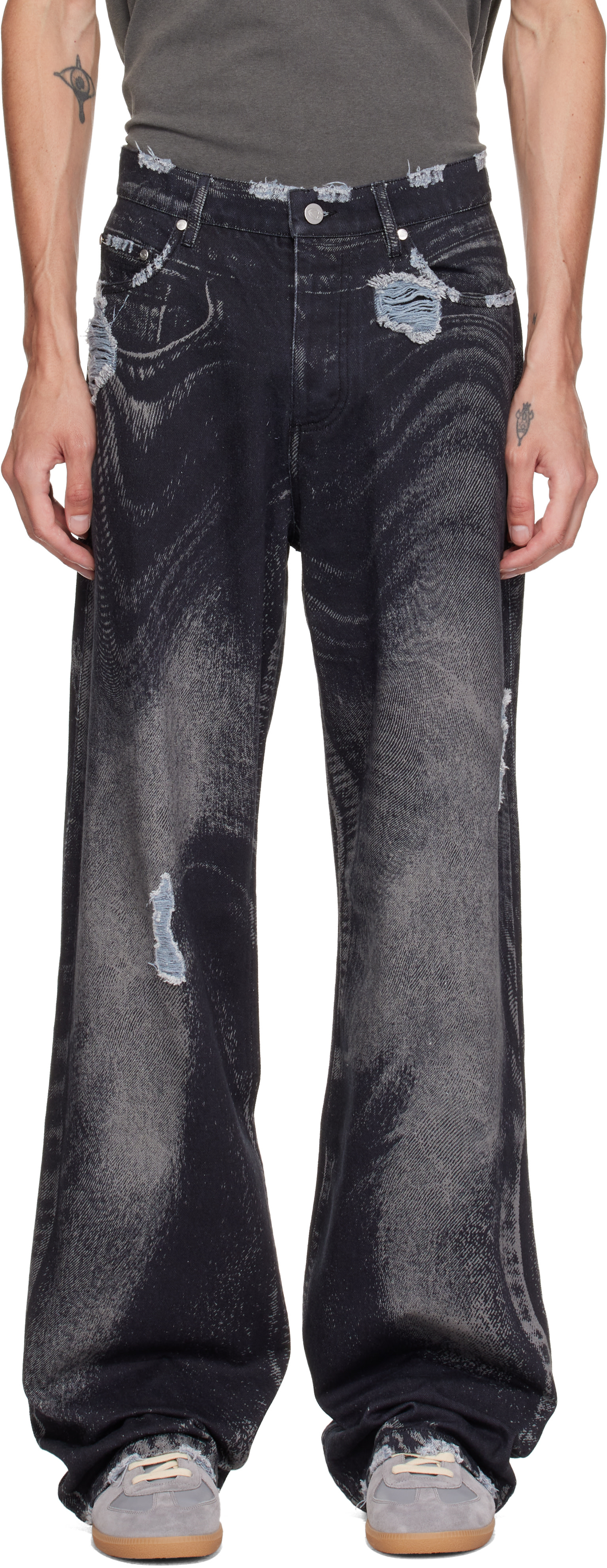 CAMPERLAB - Black Distorted Distressed Jeans