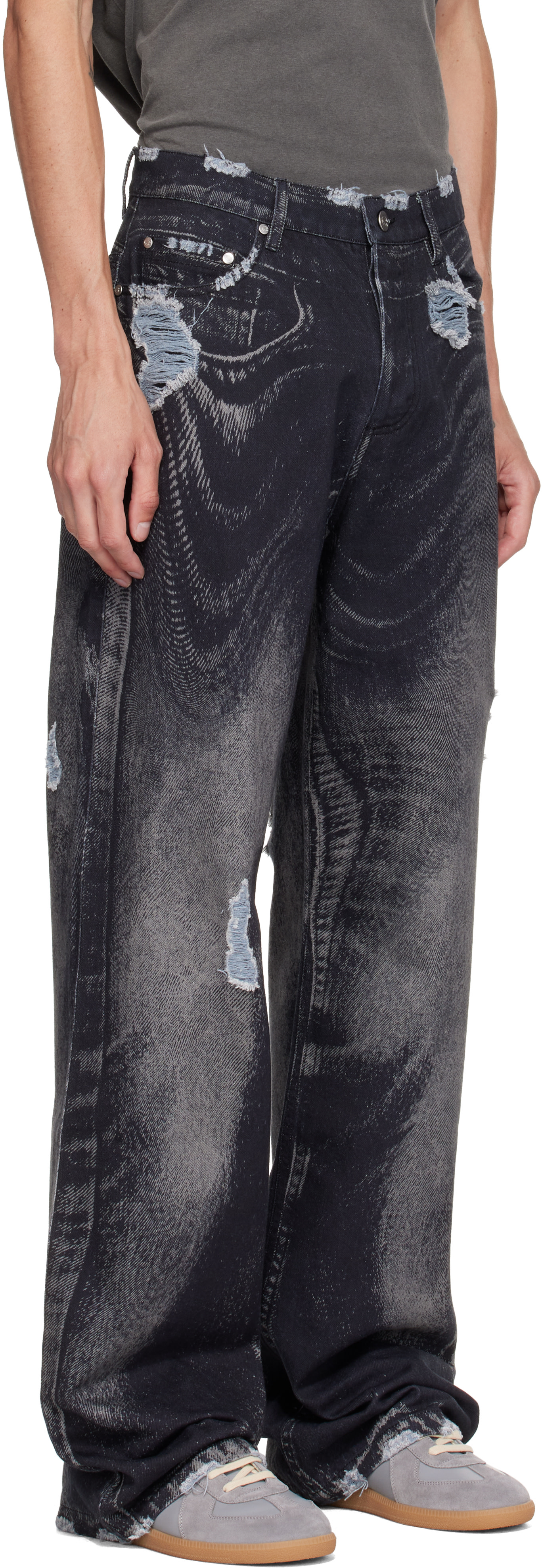 CAMPERLAB - Black Distorted Distressed Jeans