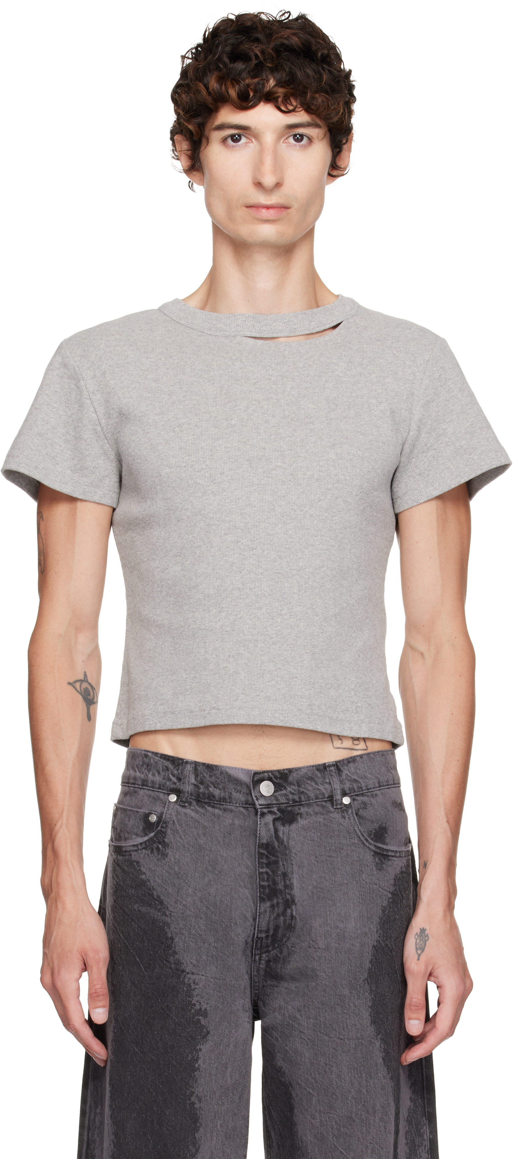 CAMPERLAB - T-shirt gris à découpes