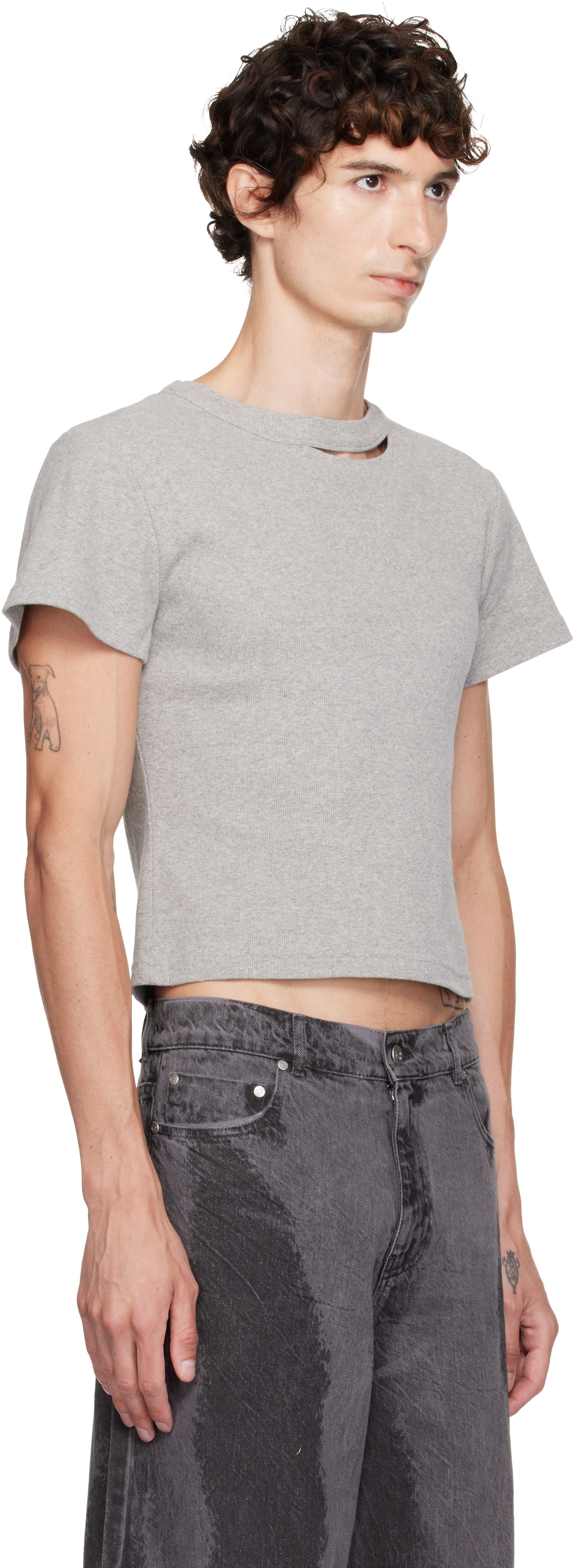 CAMPERLAB - T-shirt gris à découpes