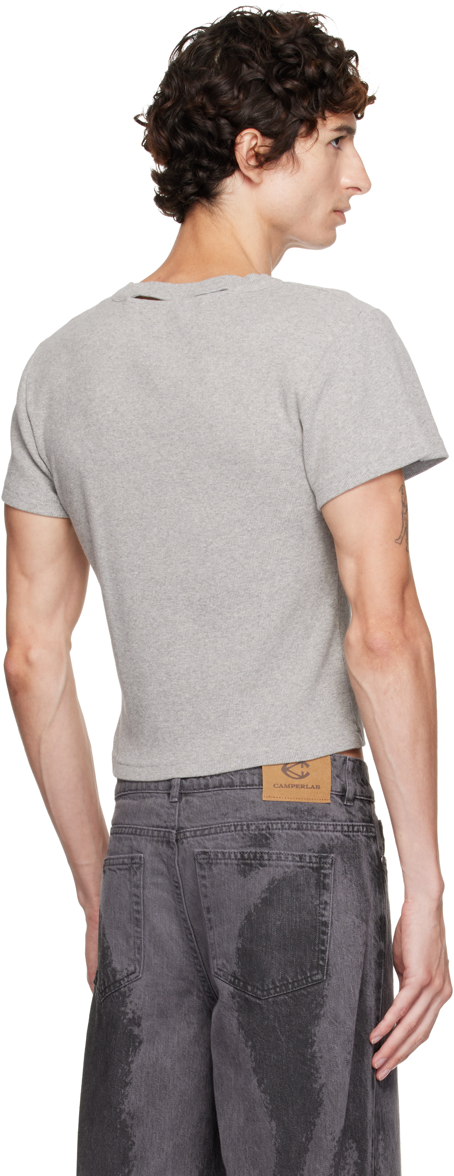 CAMPERLAB - T-shirt gris à découpes