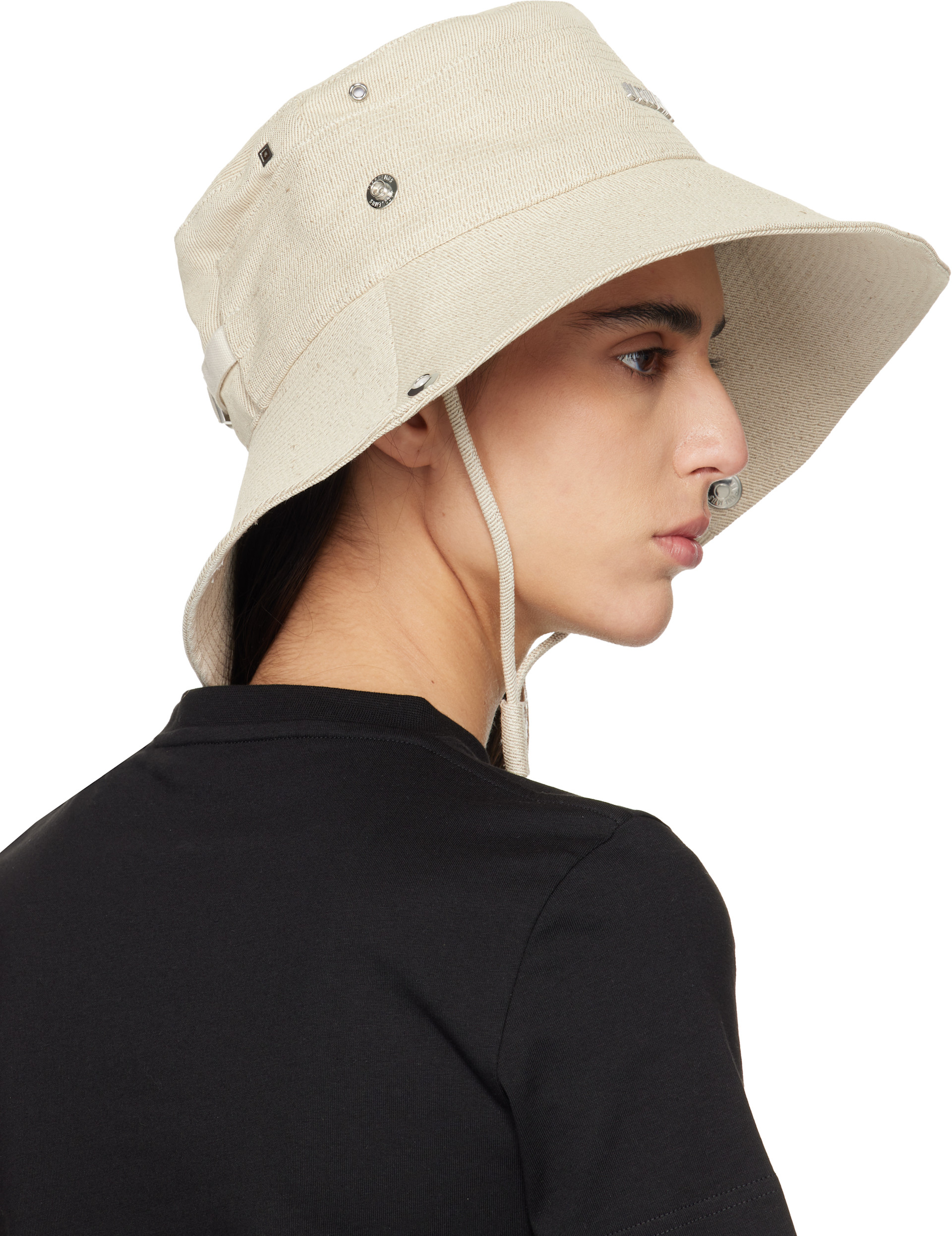 JACQUEMUS: Beige 'The de-Nîmes' Denim Bucket Hat | SSENSE
