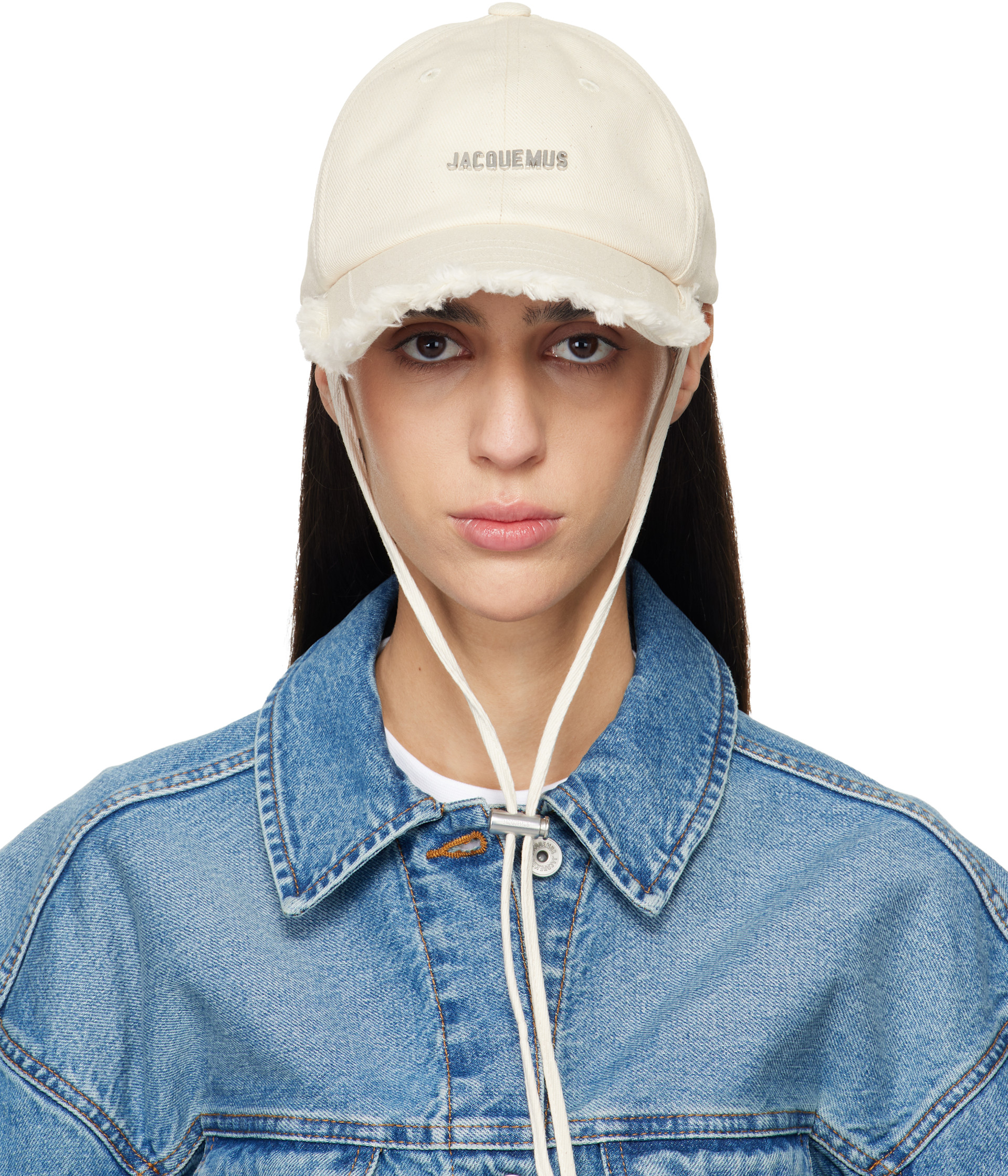 JACQUEMUS: Off-White Les Classiques 'The Artichaut' Denim Cap | SSENSE