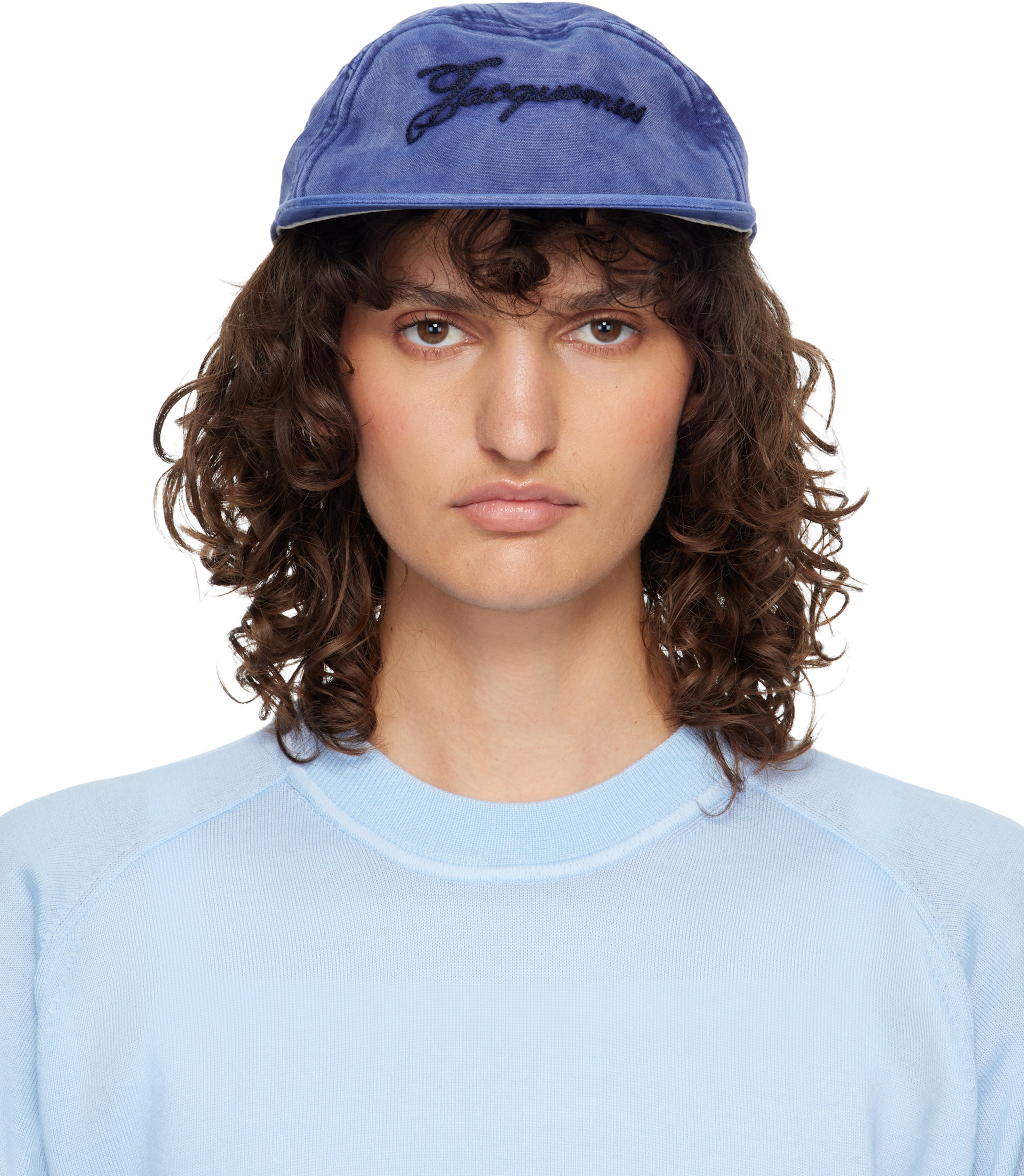 JACQUEMUS: Blue 'La Casquette Gardian' Cap | SSENSE