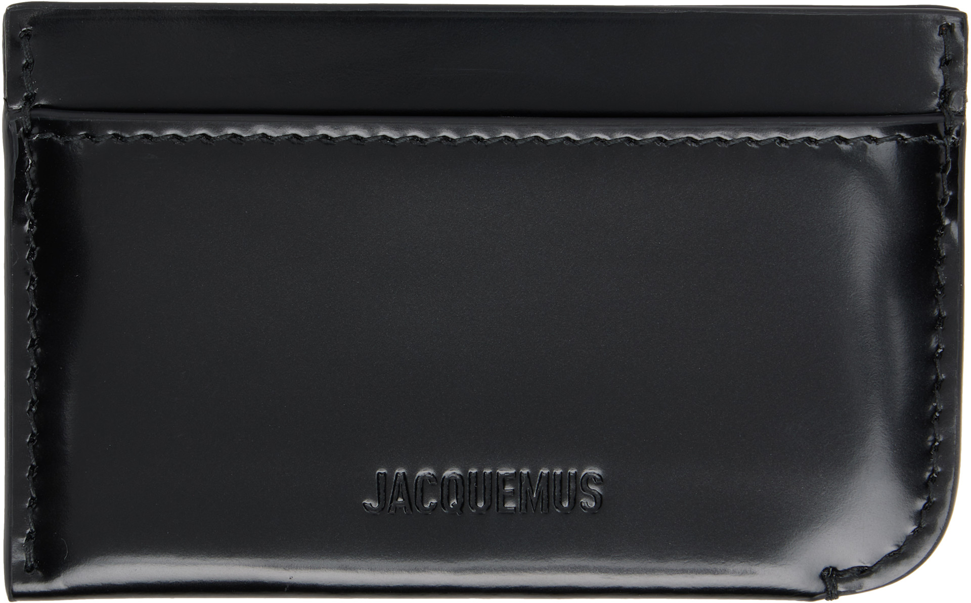 JACQUEMUS ブラック レザー 名刺入れ JACQUEMUS: Black 'Le Porte Curvo' Card Holder | SSENSE