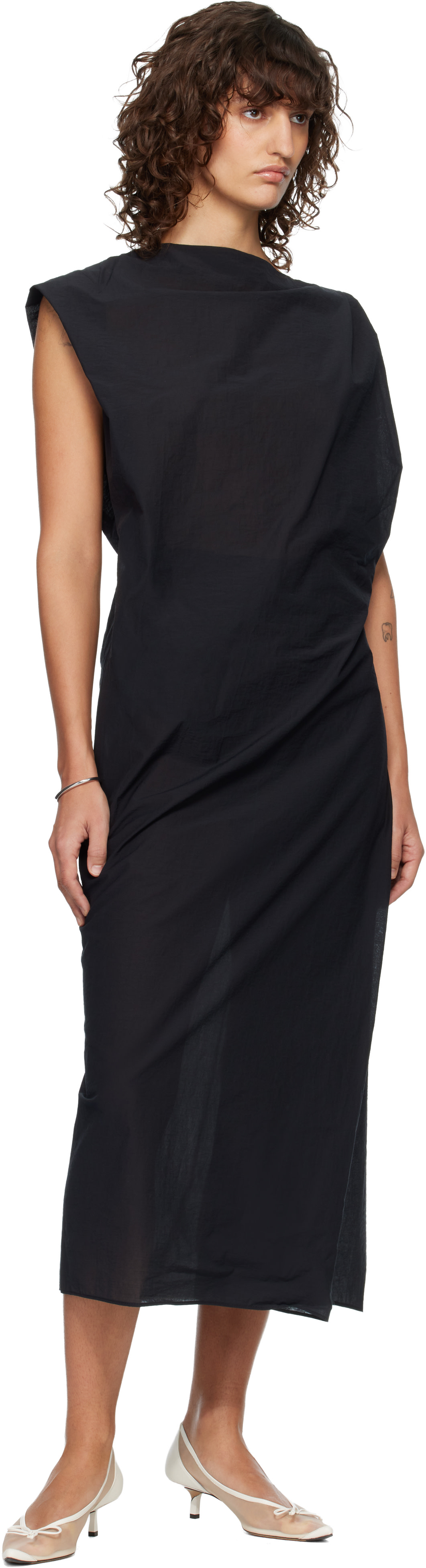 JACQUEMUS - Robe midi drapée noire