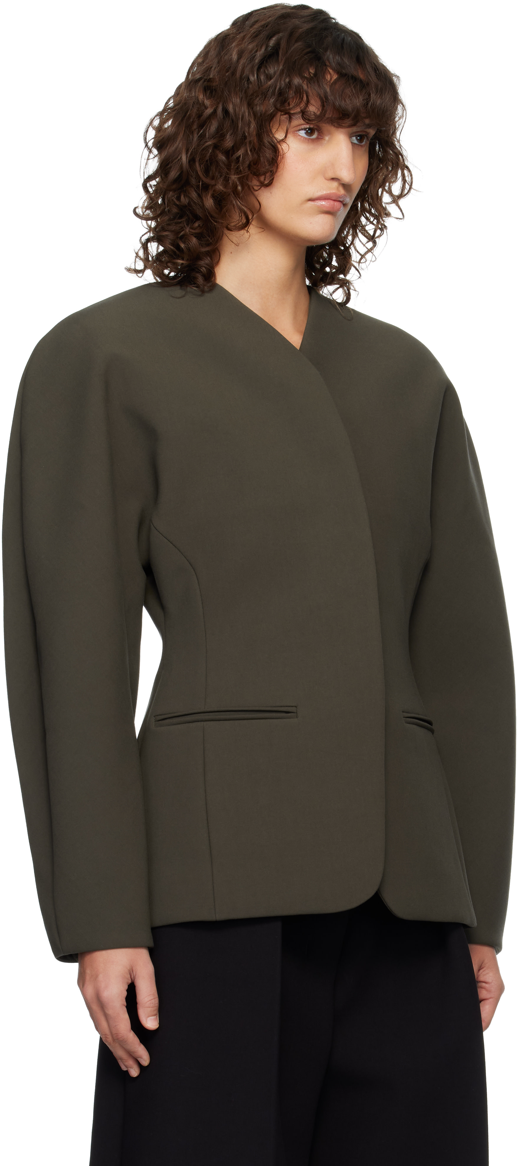 JACQUEMUS: Khaki 'The Ovalo' Blazer | SSENSE