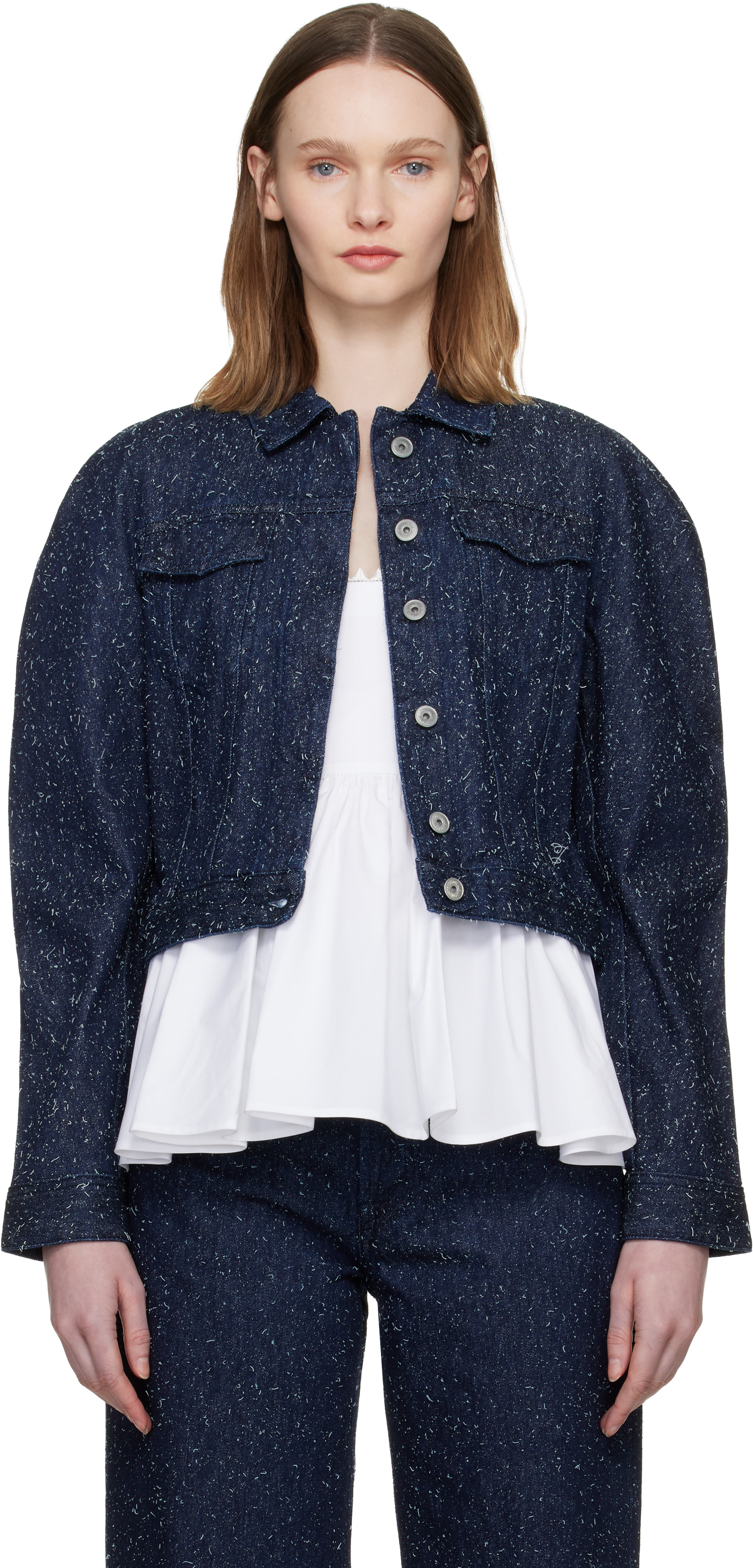 JACQUEMUS: Navy 'The Ovalo de-Nîmes' Denim Jacket | SSENSE
