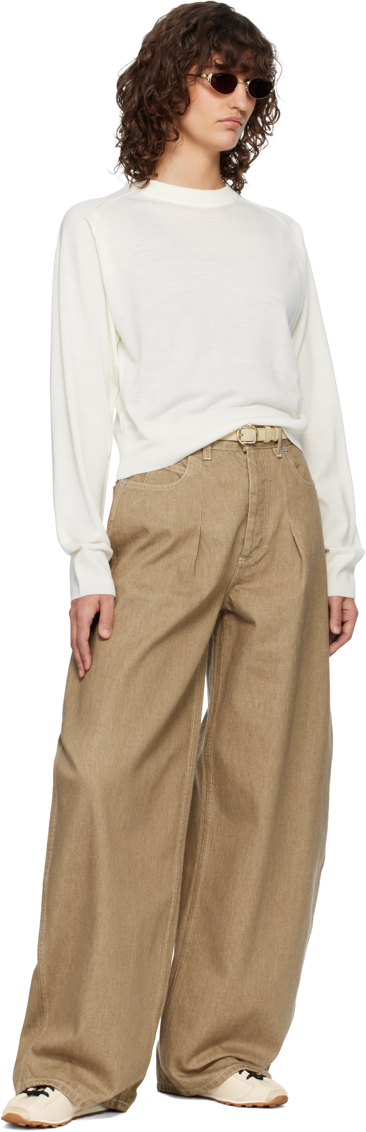 JACQUEMUS: Beige 'The Ovalo de-Nîmes denim' Jeans | SSENSE