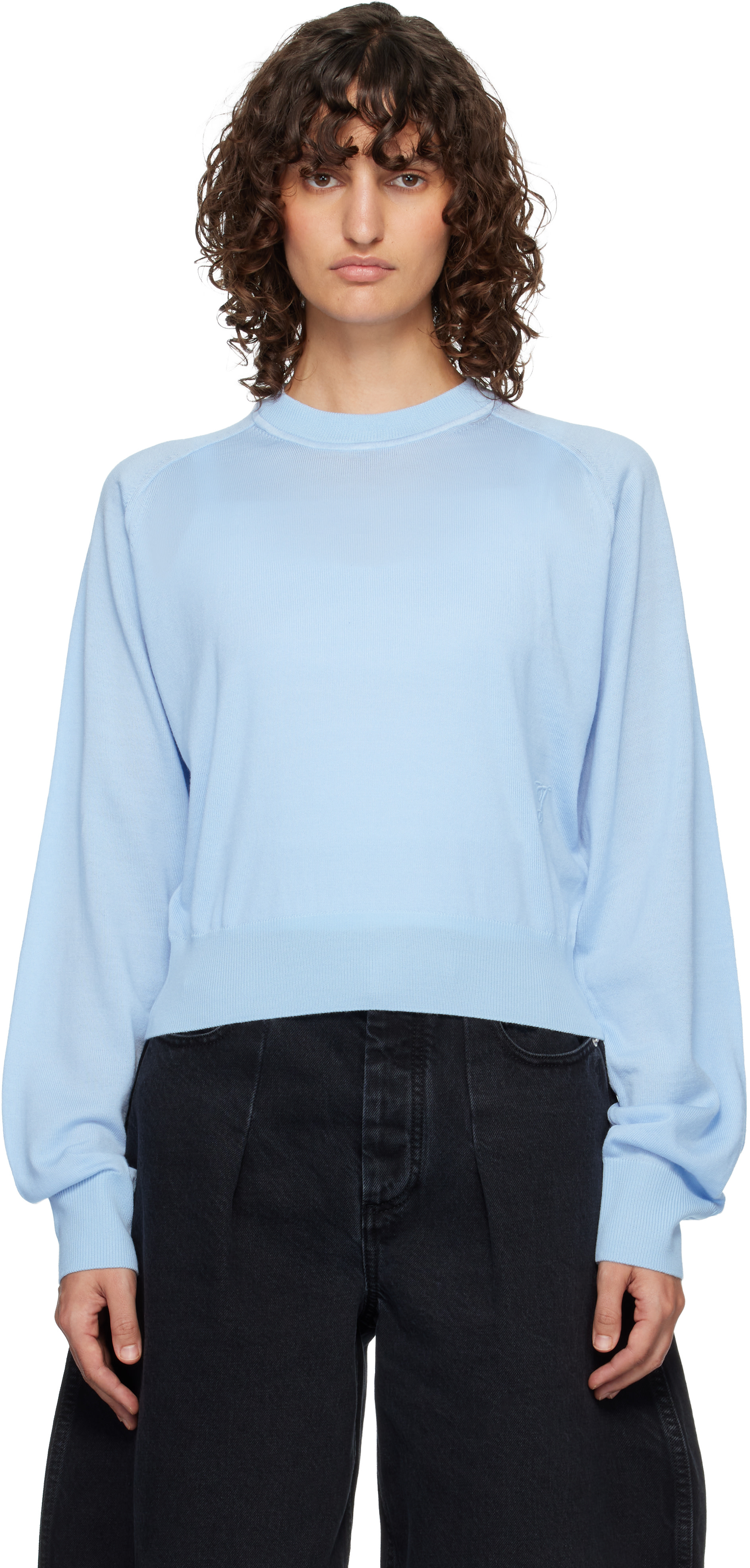 JACQUEMUS: Blue 'The J' Sweater | SSENSE