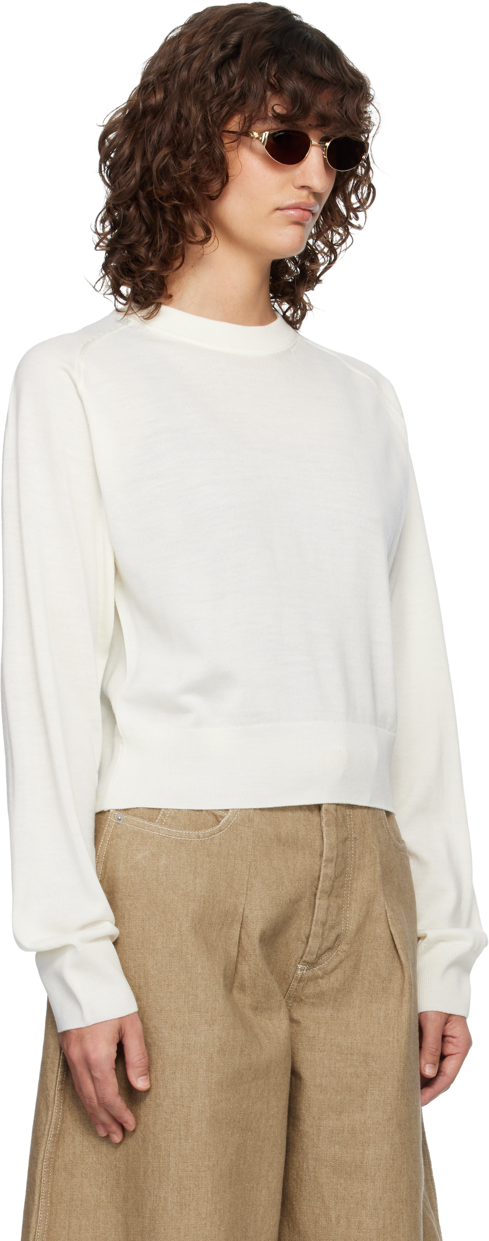 JACQUEMUS - Pull blanc cassé à logo J